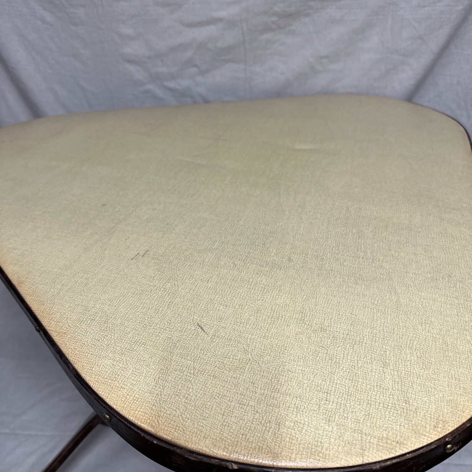 Mid Century Triangular Folding Corner Table Unique MCM Wooden Rounded Corner