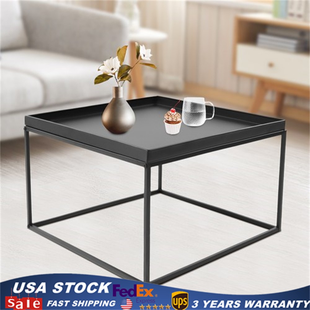 59cm Metal Square Coffee Table End Table/Side Table For Office/Home Matt Black