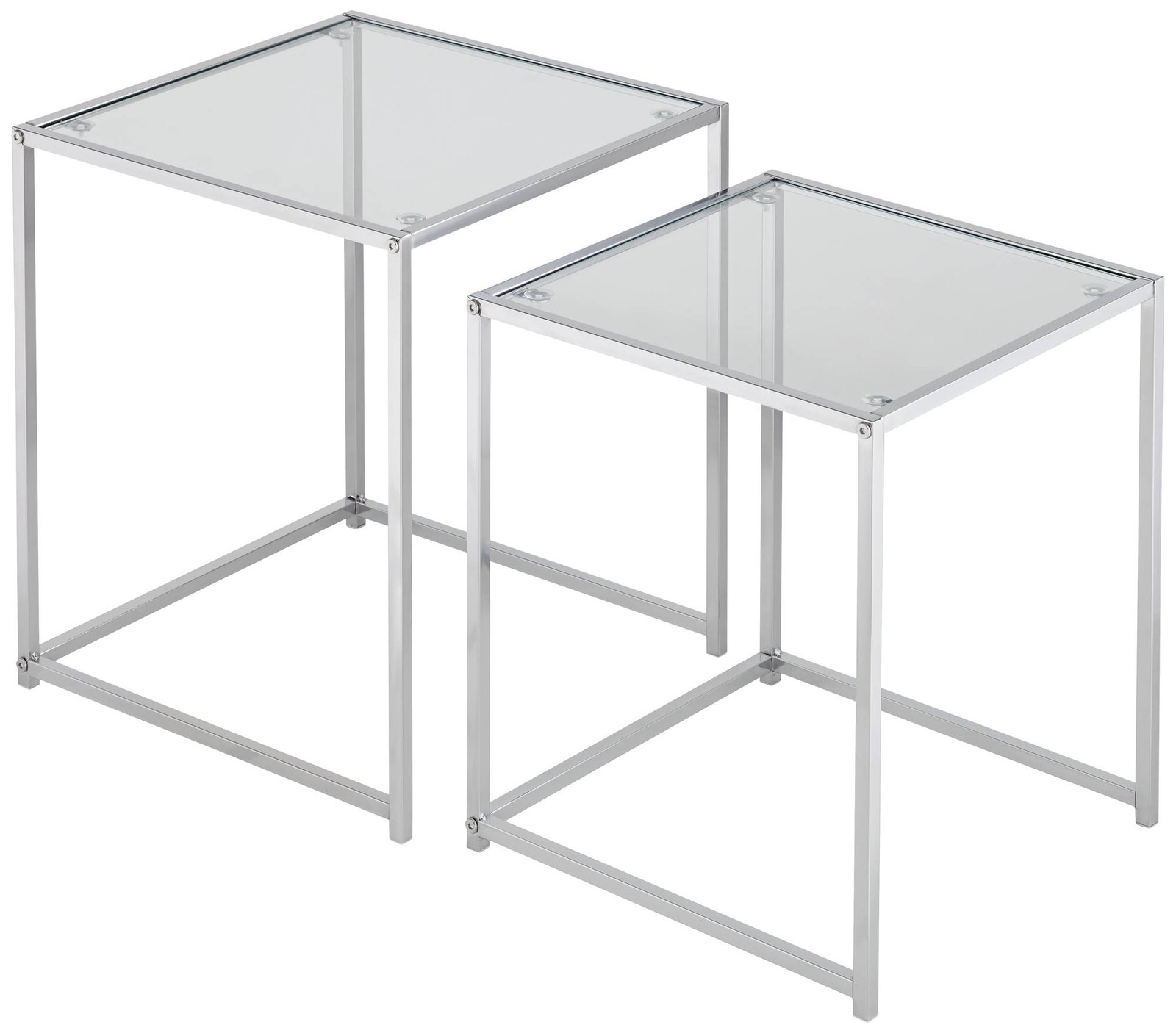 Rodney Chrome and Clear Glass Nesting Table Set of 2