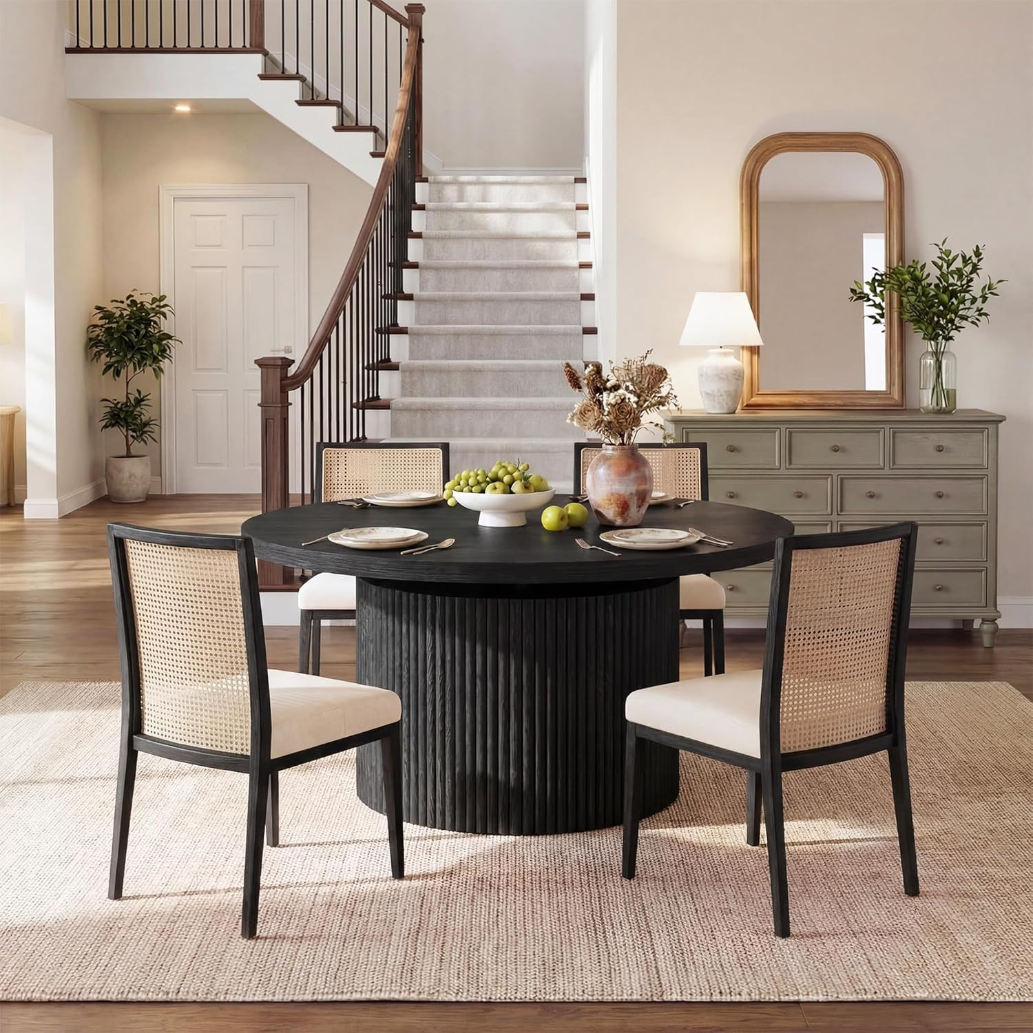HUAHUU Extendable round Dining Table for 4-8, 39In-77In Long Large Kitchen Table