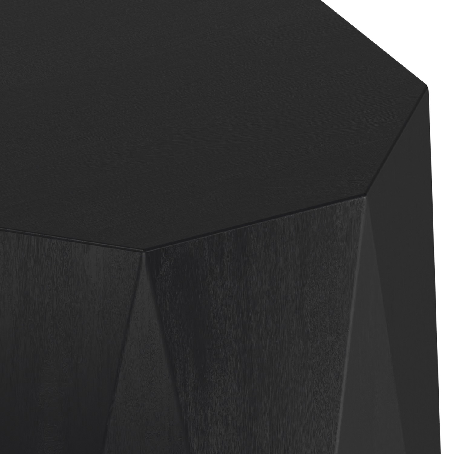 Kurt ACACIA WOOD 15″ Wide Polygon Side Table in Black & Fully Assembled