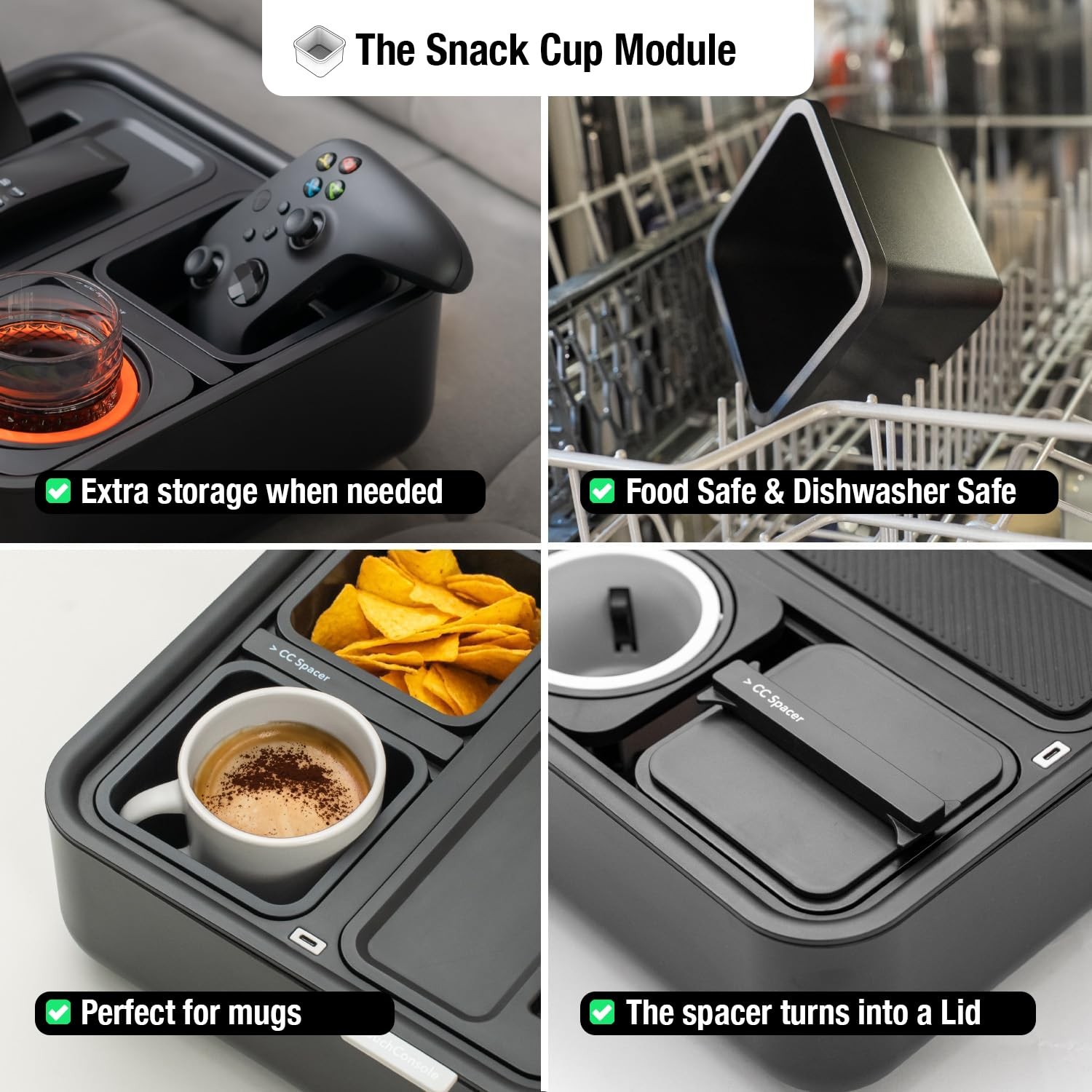 Original Tray Drinks Snacks Sofa Caddy Armrest Phone Stand TV Remote Storage