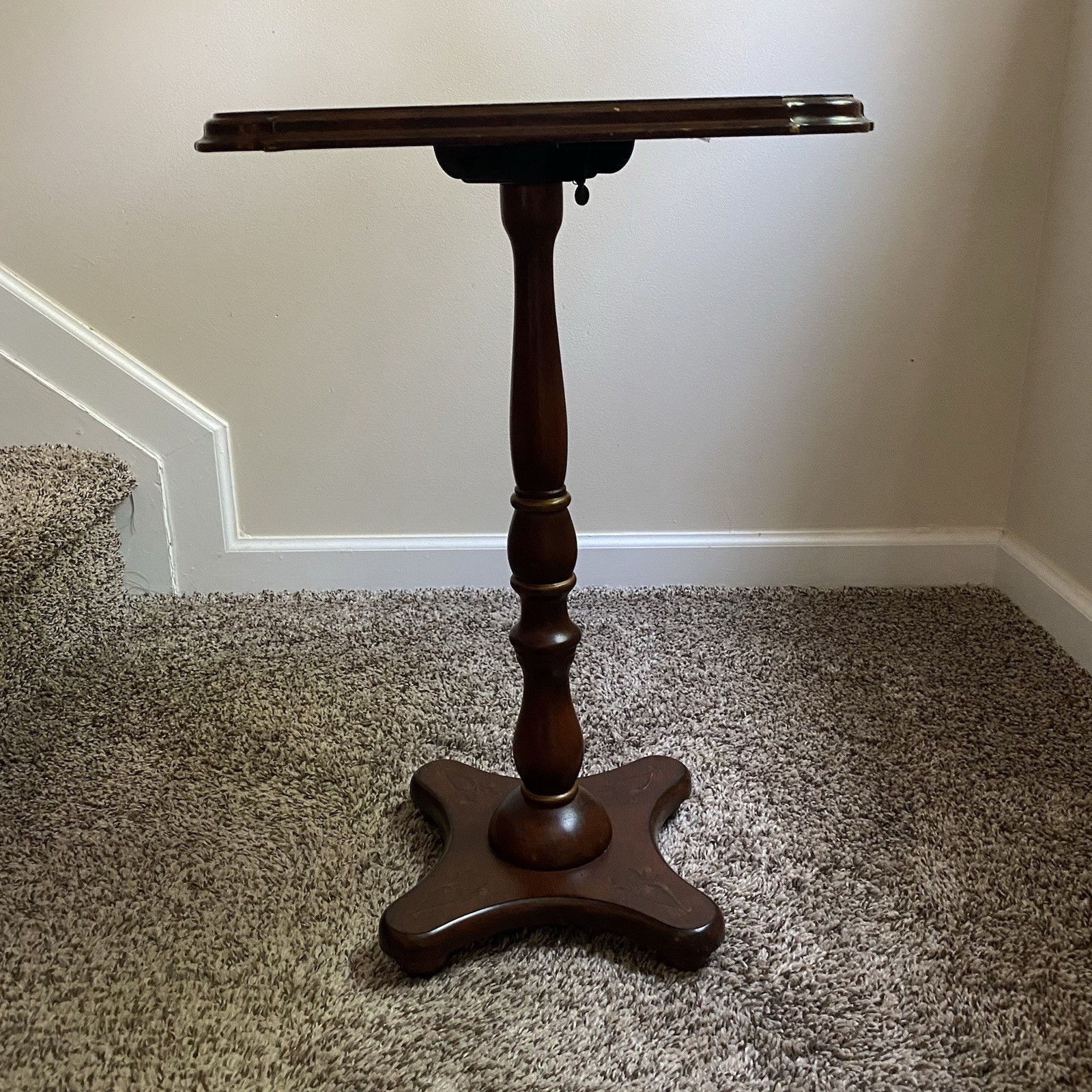 Vintage Bombay Company Wood Accent Tilt Side Table Plant Stand w/ Scroll Paint