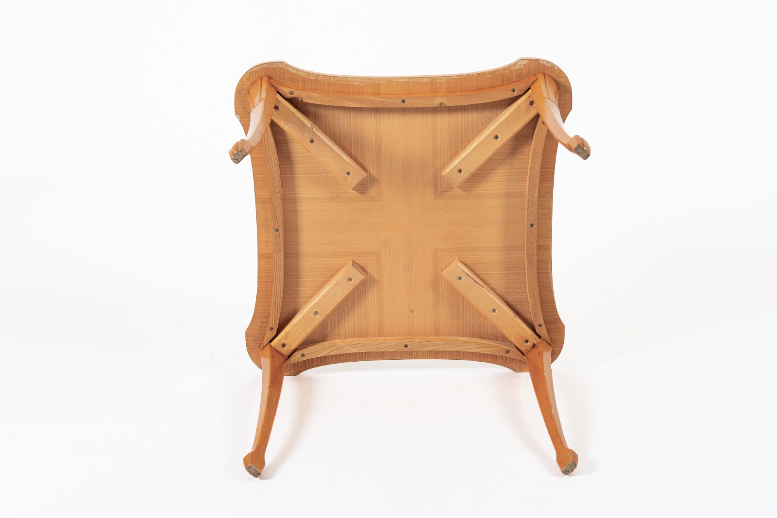 1940s Vintage Art Deco Swedish Square Beech Scalloped Table
