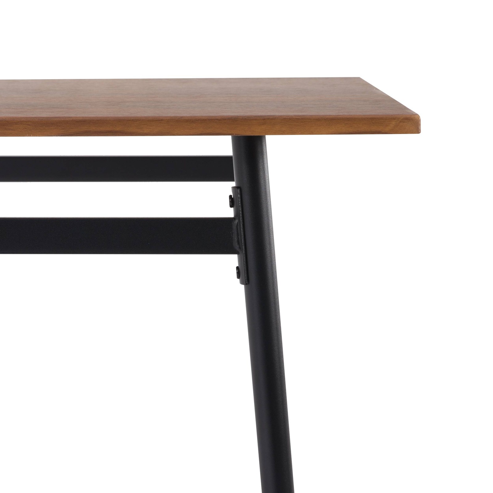 Dining Set for 4 Rectangular MDF Walnut Table & Chairs Metal Frame Small Space
