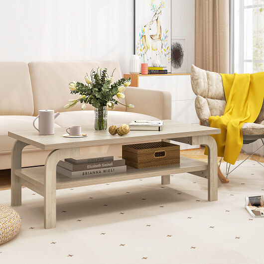 47 Inches Accent Rectangular Coffee Table for Living Room-Natural – Color: Natur
