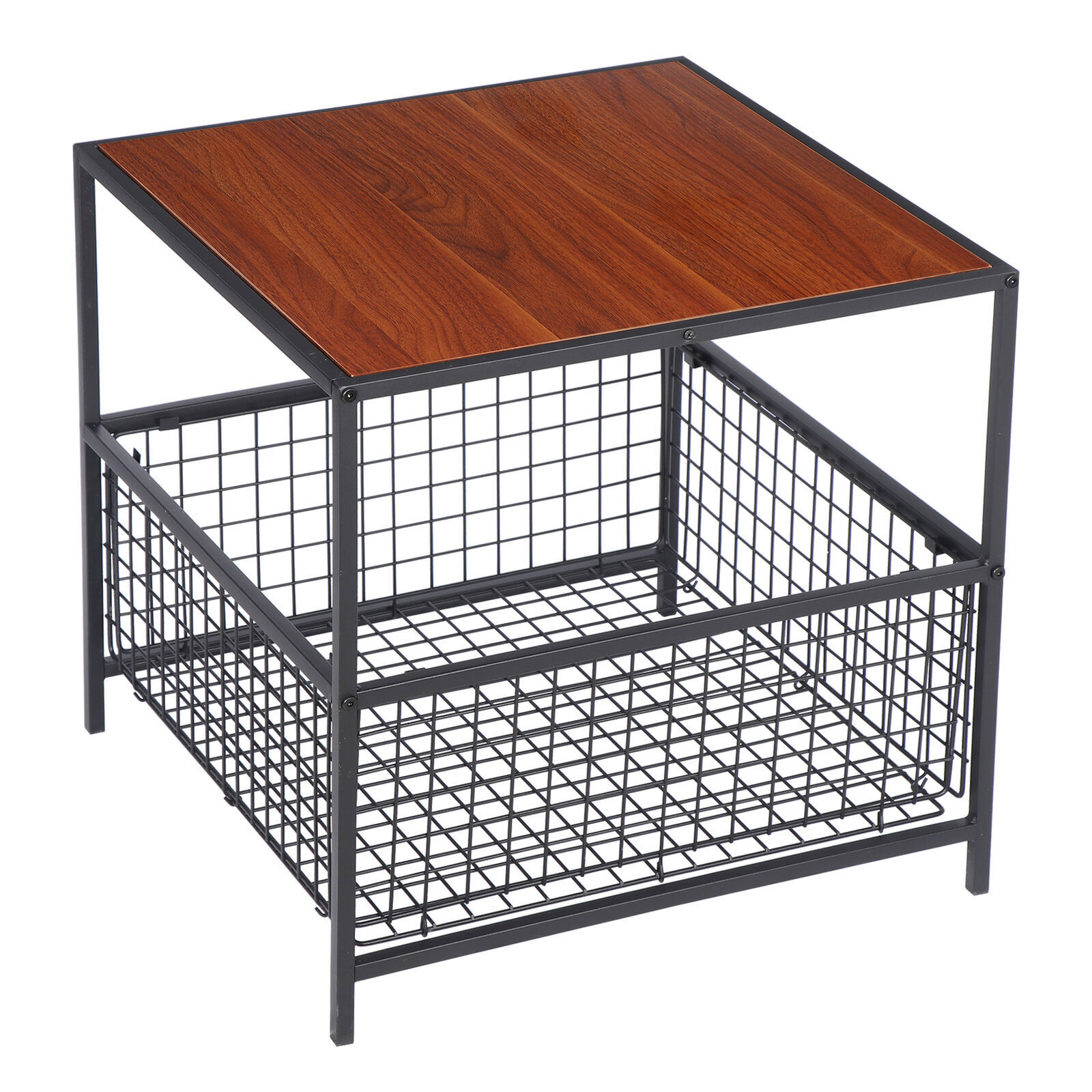Red 20″coffee Table W/ Storage Basket Spacious Organizer Side Table End Table