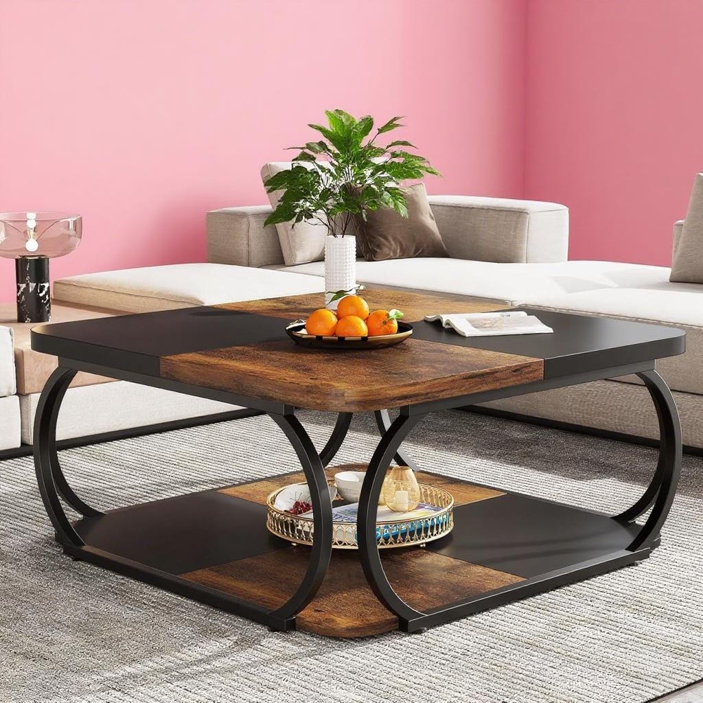 Square Coffee Table Features A Unique Two-tier Design