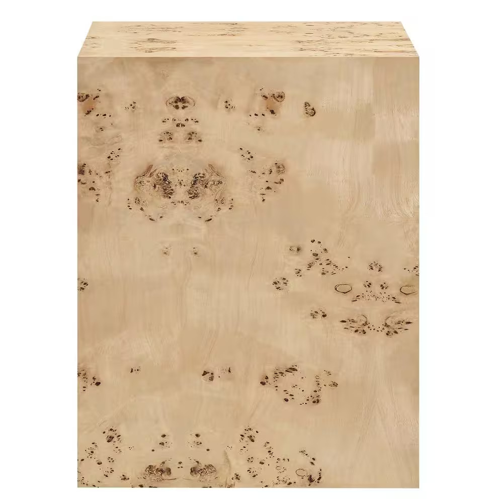 Cosmos 16 In. Square Burl Wood Side Table in Natural Burl