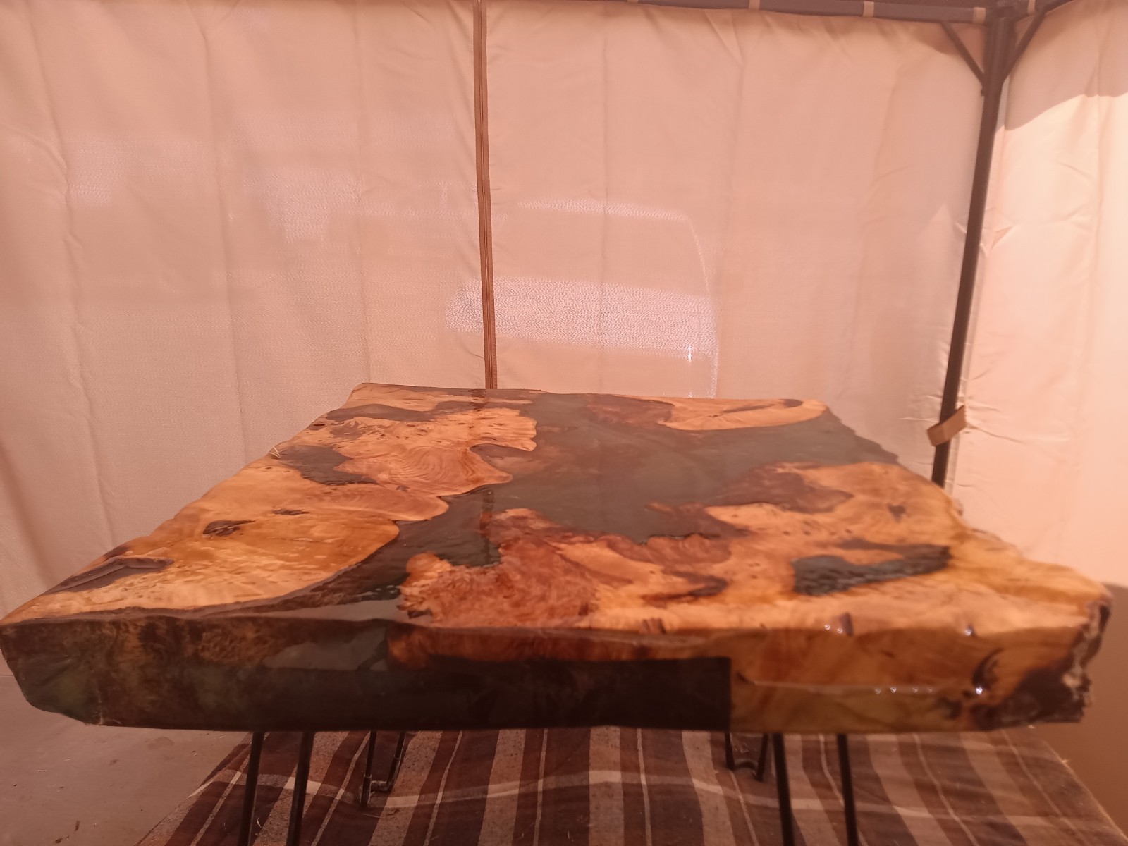 River TABLE-Red Cedar with Blue Epoxy and Dark Vein
