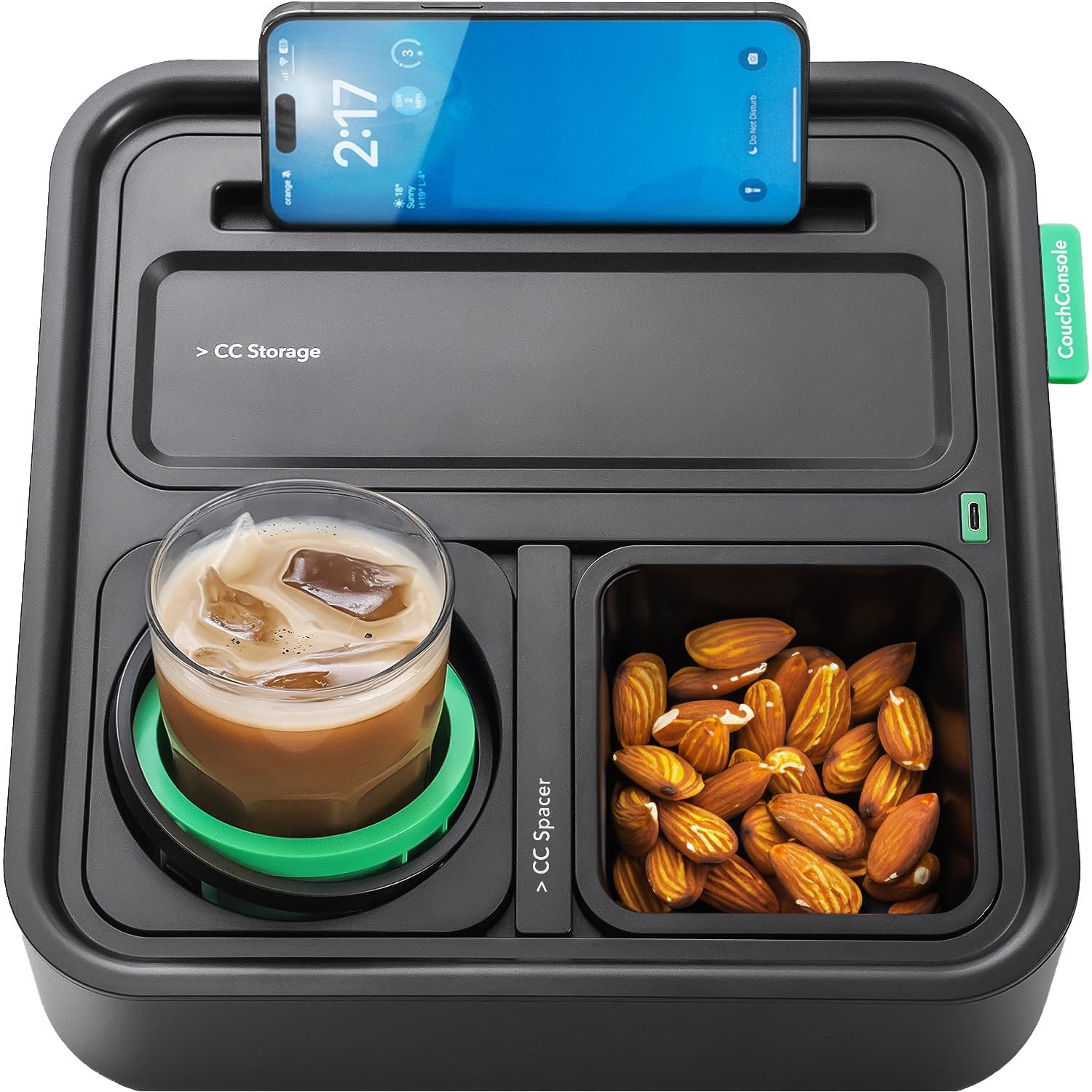 Original Tray Drinks Snacks Sofa Caddy Armrest Phone Stand TV Remote Storage