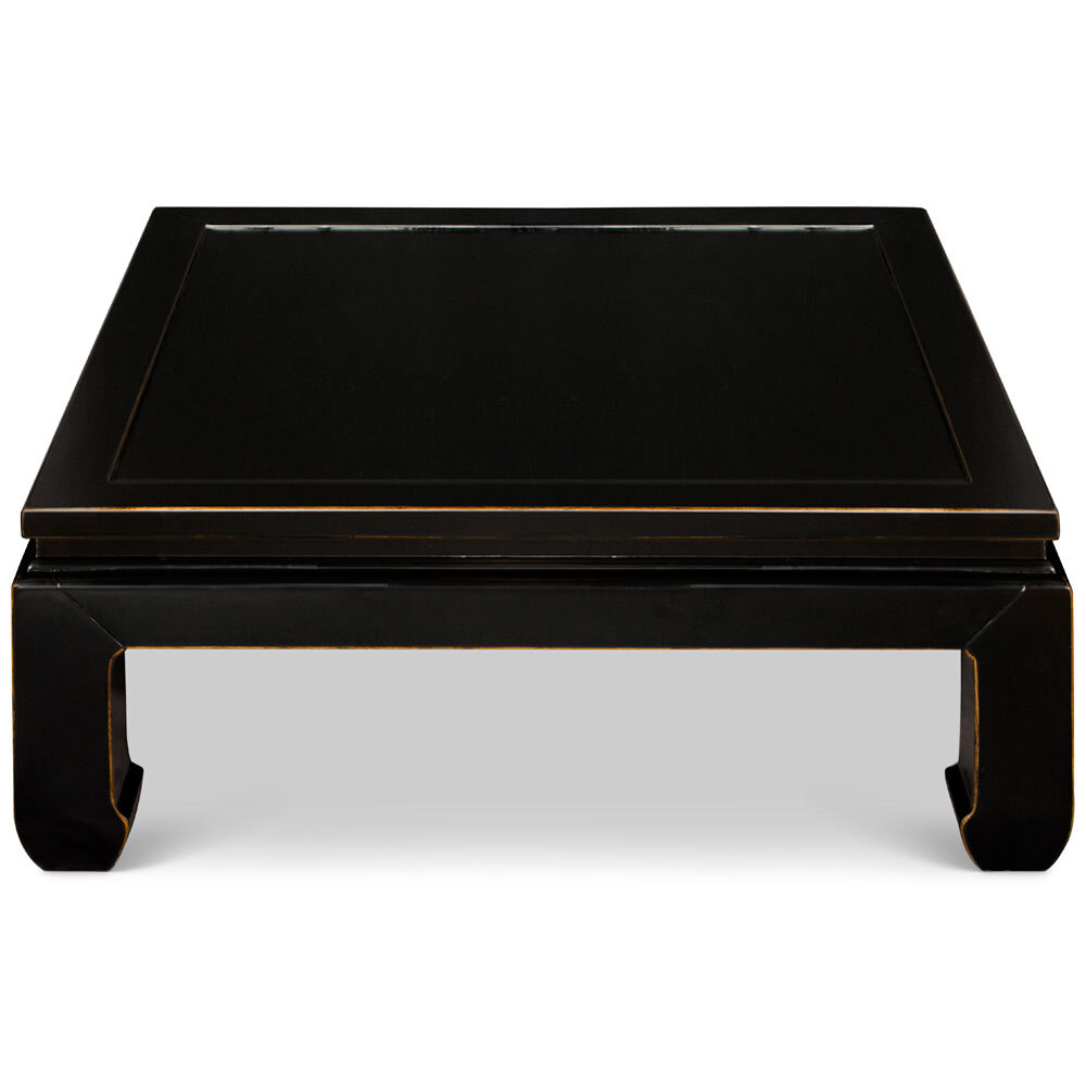 US Seller Distressed Black Elmwood Chinese Ming Style Coffee Table