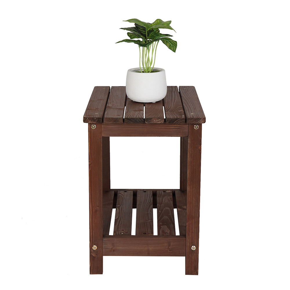 Rectangular Wood Side End Table Light Brown