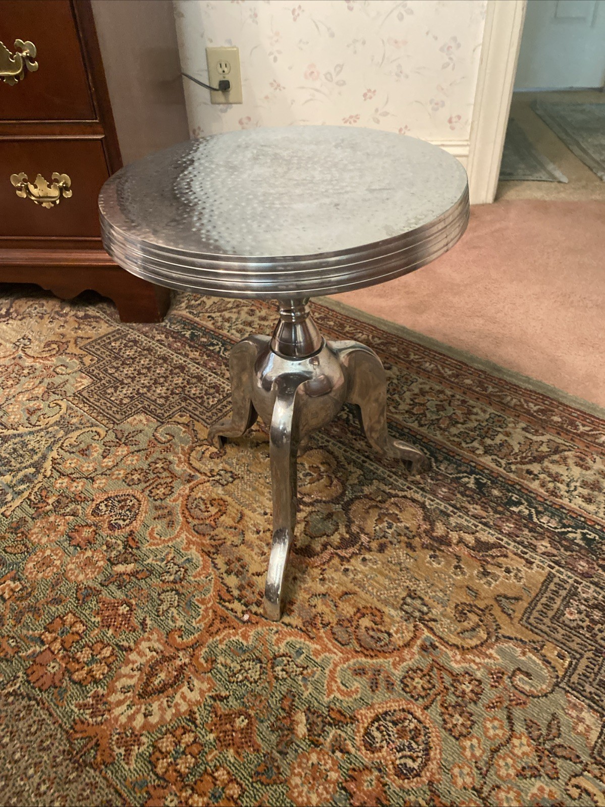Modern Sculptural Aluminum Pedestal End Table Contemporary Designer 17.5” India