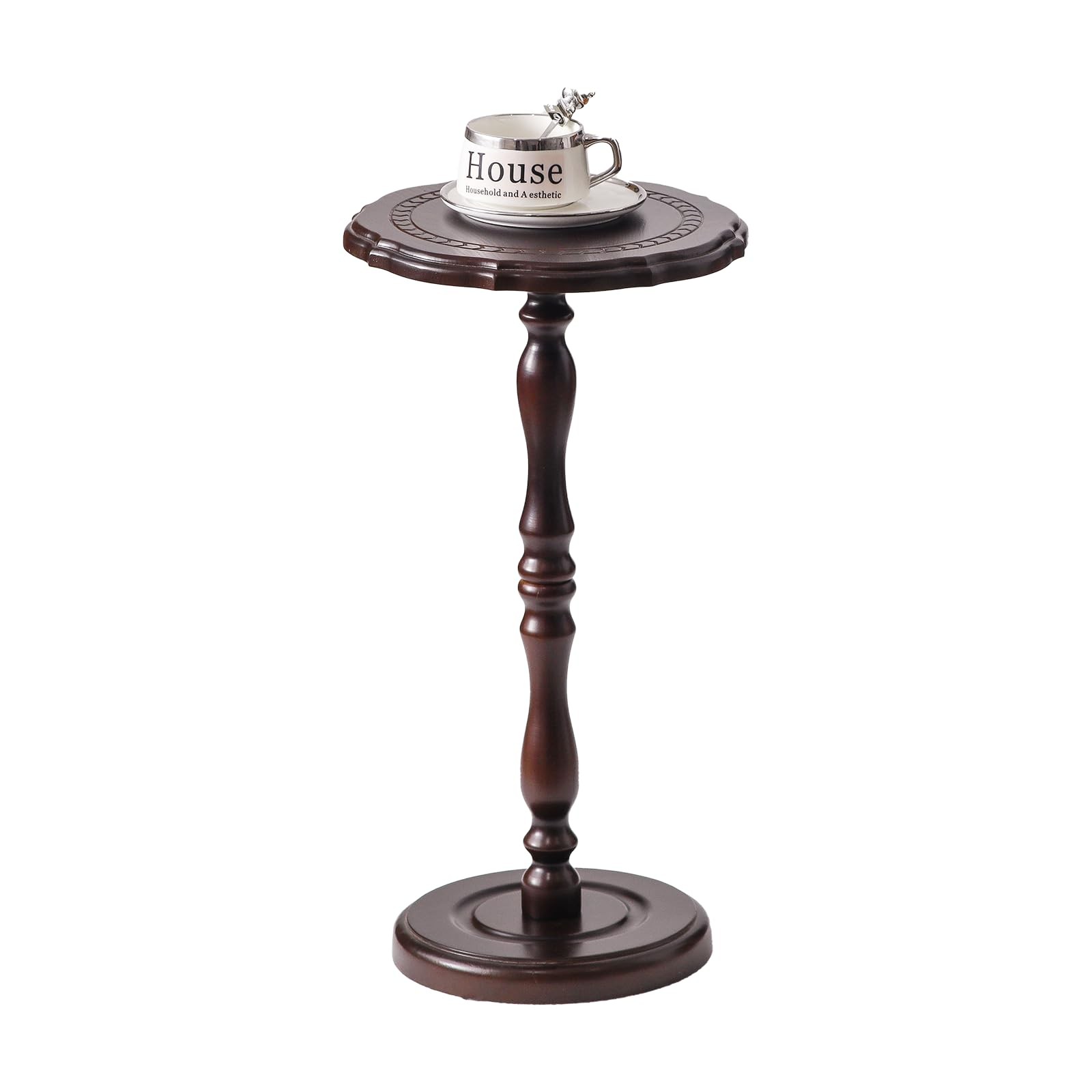 100% Solid Wood Round Side Table, Small Drink Table for Small Spaces, Modern …