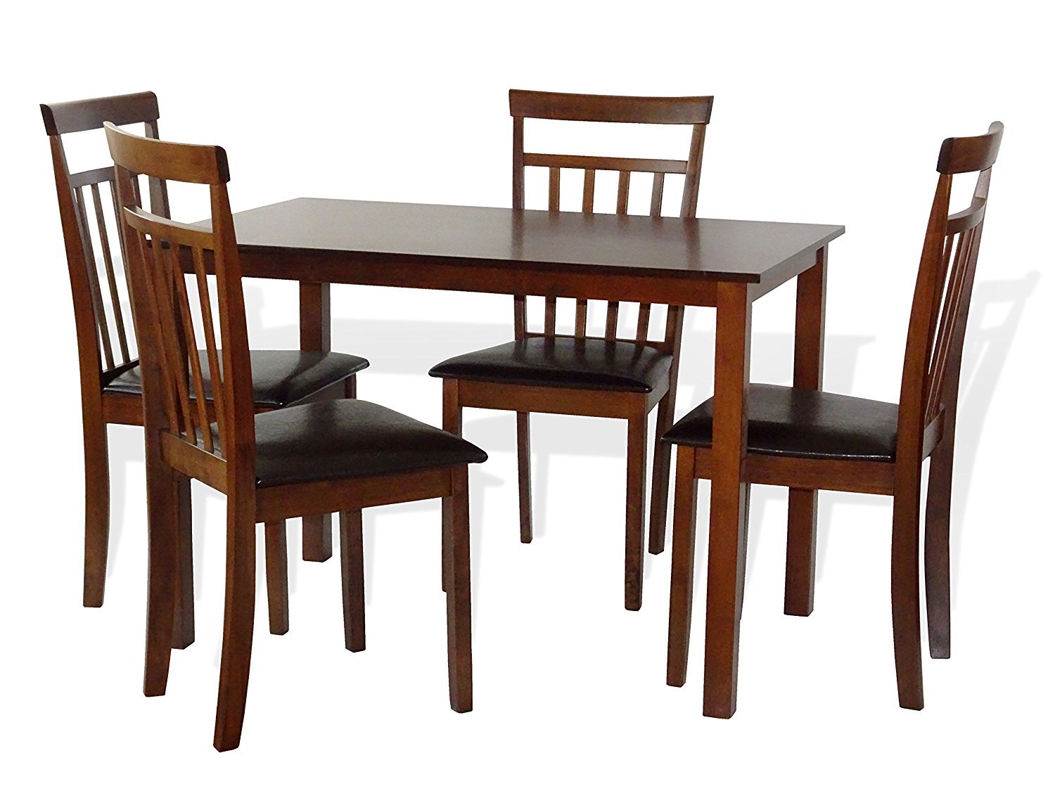 Contemporary Modern Rectangular Dining Kitchen Table in Dark Walnut Finish