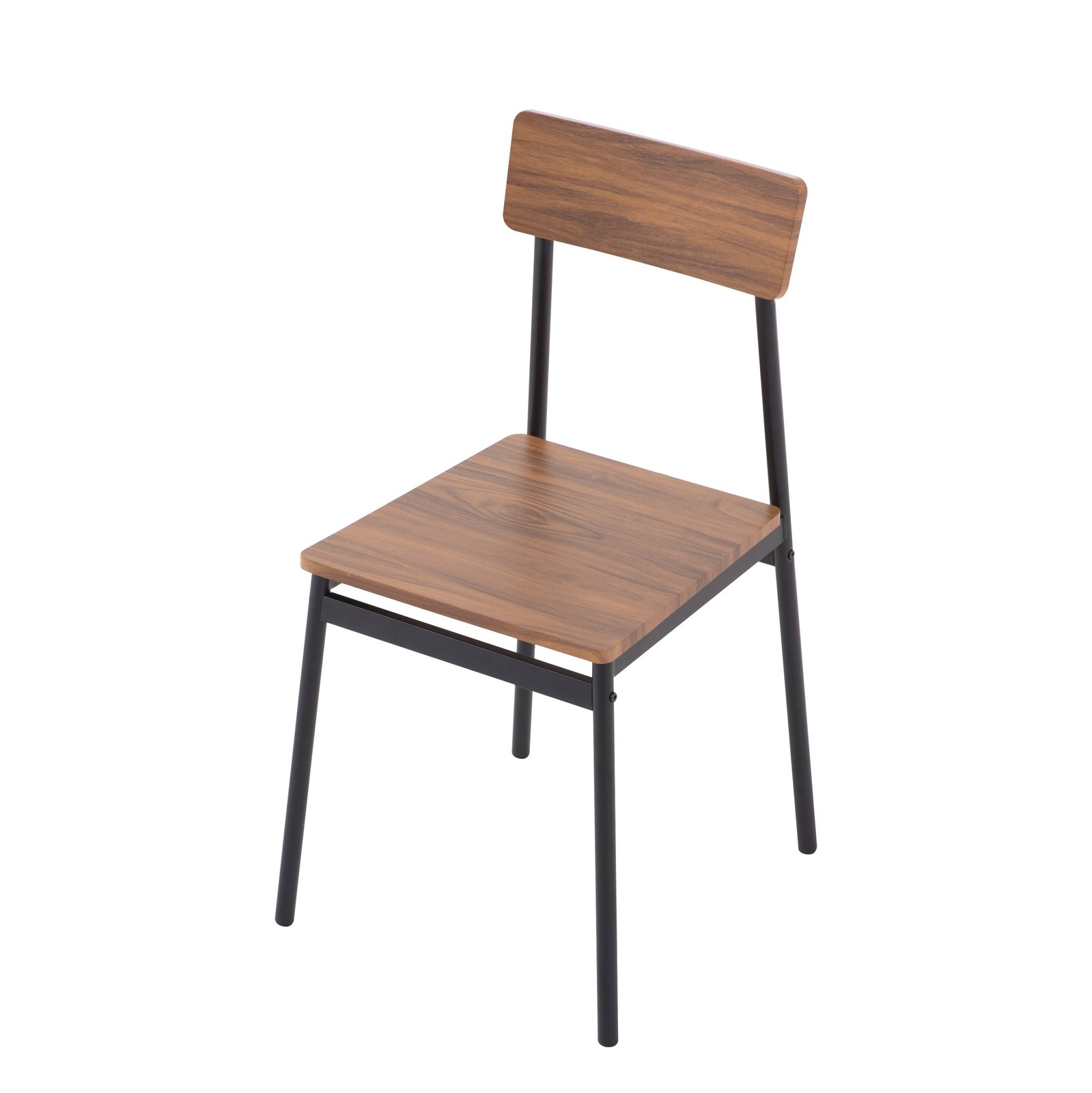 Dining Set for 4 Rectangular MDF Walnut Table & Chairs Metal Frame Small Space