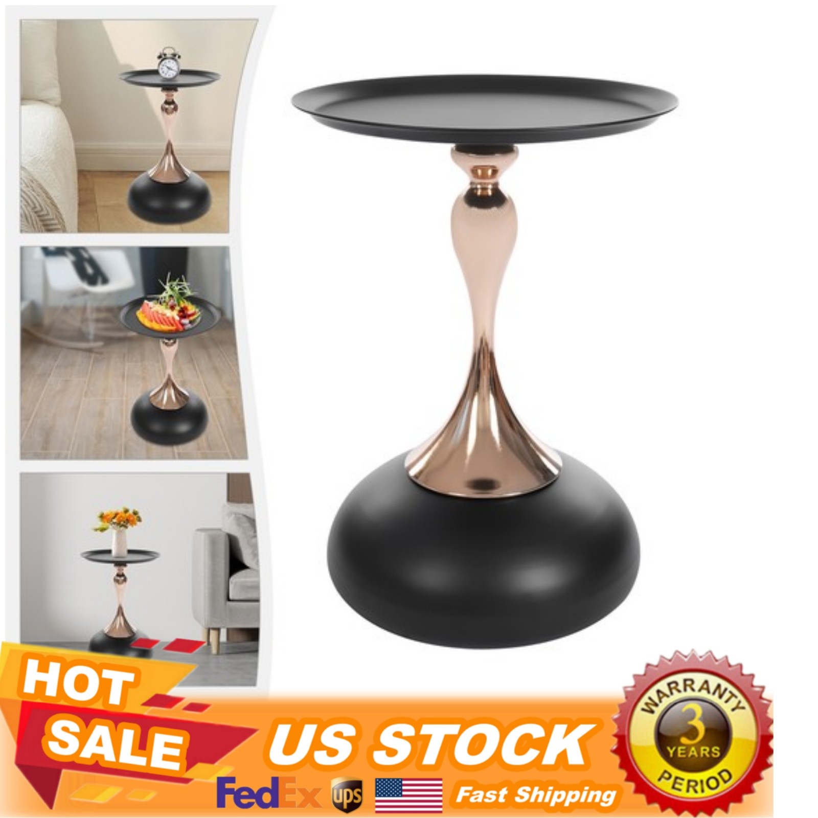 Round Side Table Metal Sofa Small End Table Drink Table for Living Room Bedroom