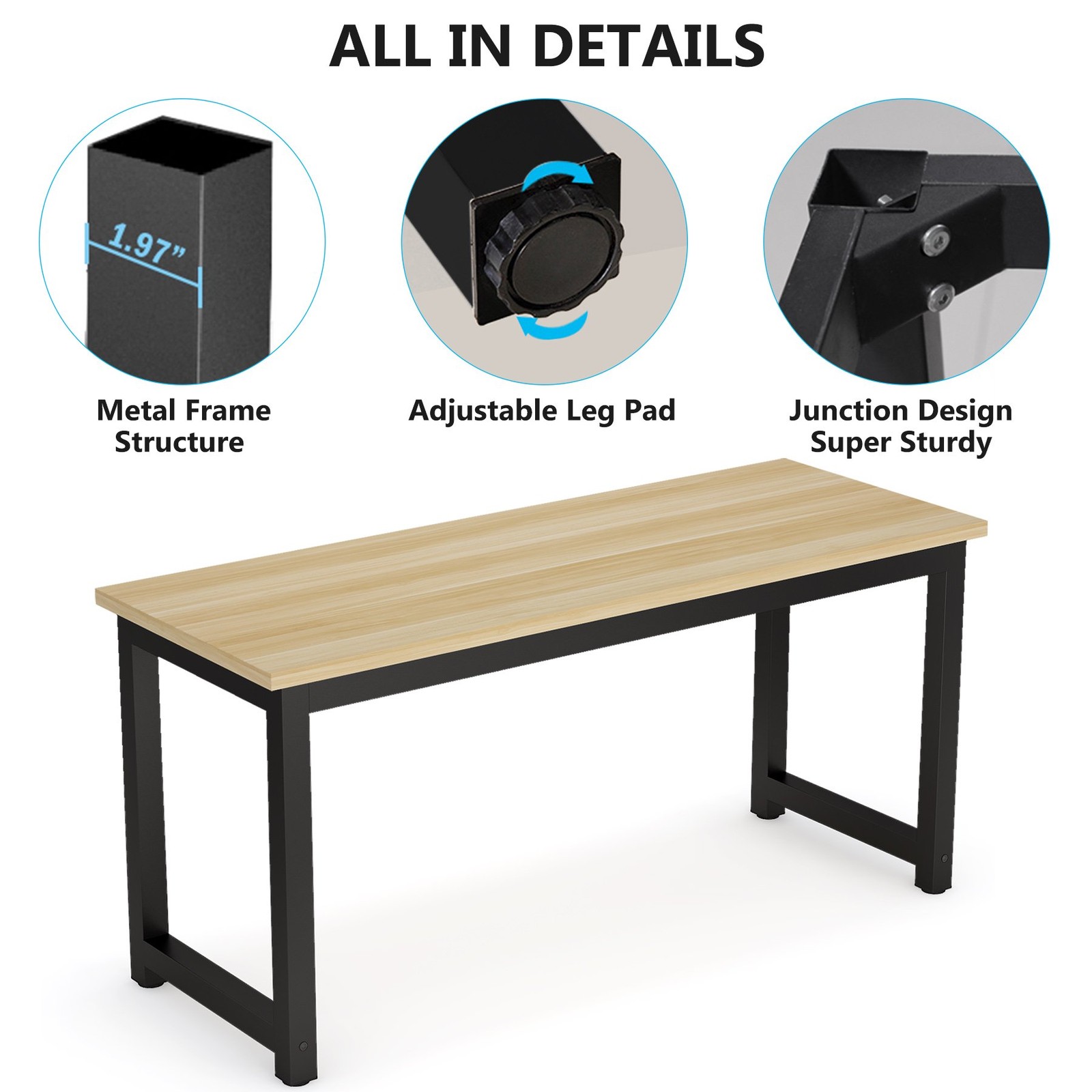 63″ Computer Desk Large Office Desk Computer Table Study Writing Desk for Office