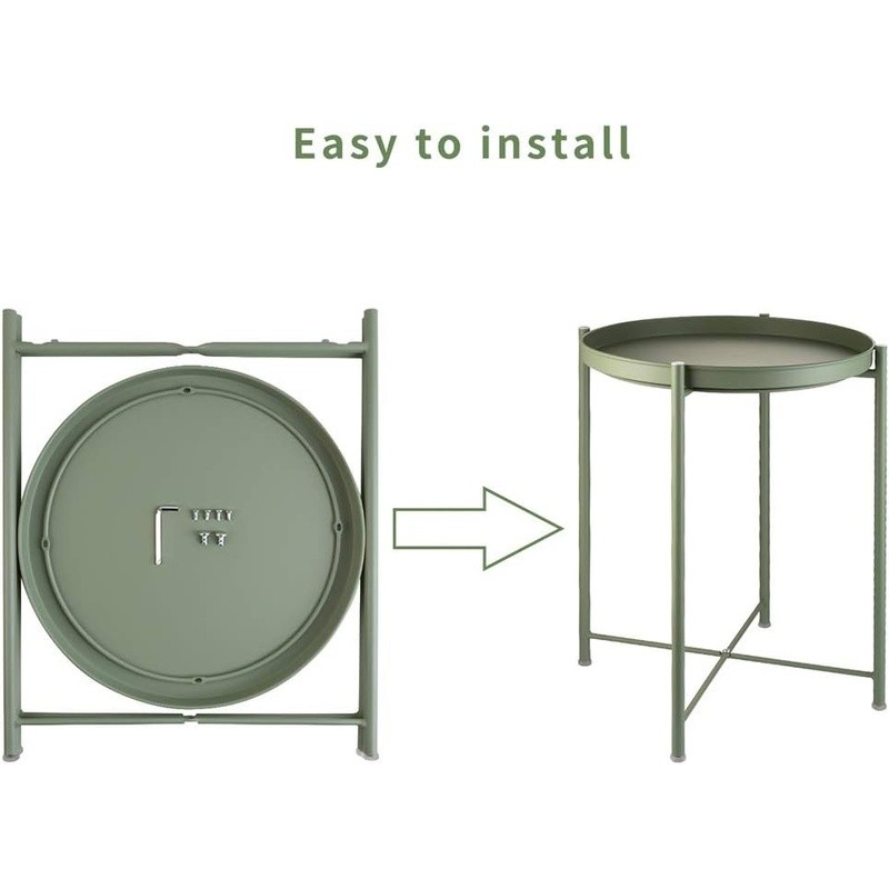 Versatile Round End Table W/ Removable Tray Durable Side Table Any Room New