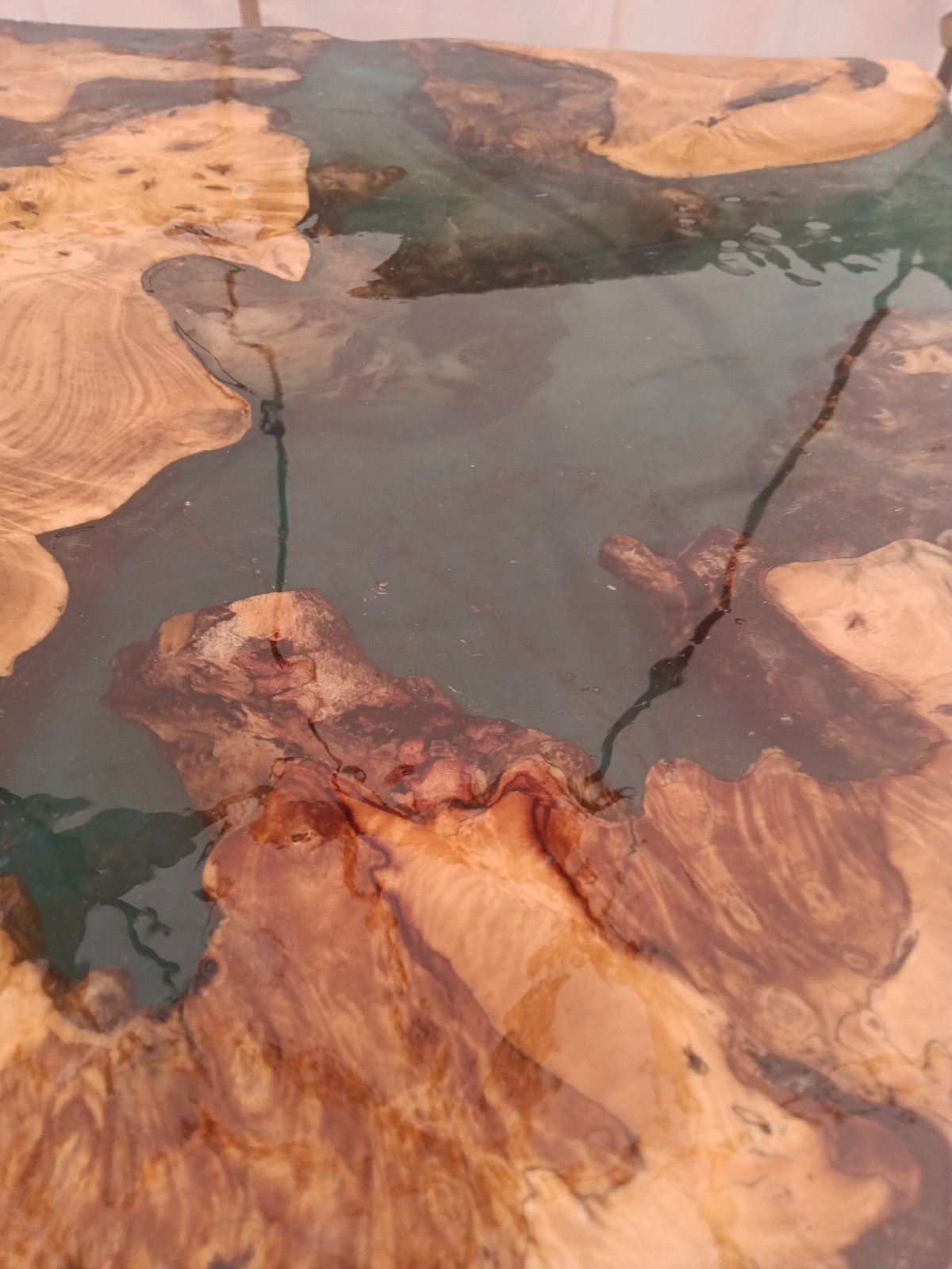 River TABLE-Red Cedar with Blue Epoxy and Dark Vein