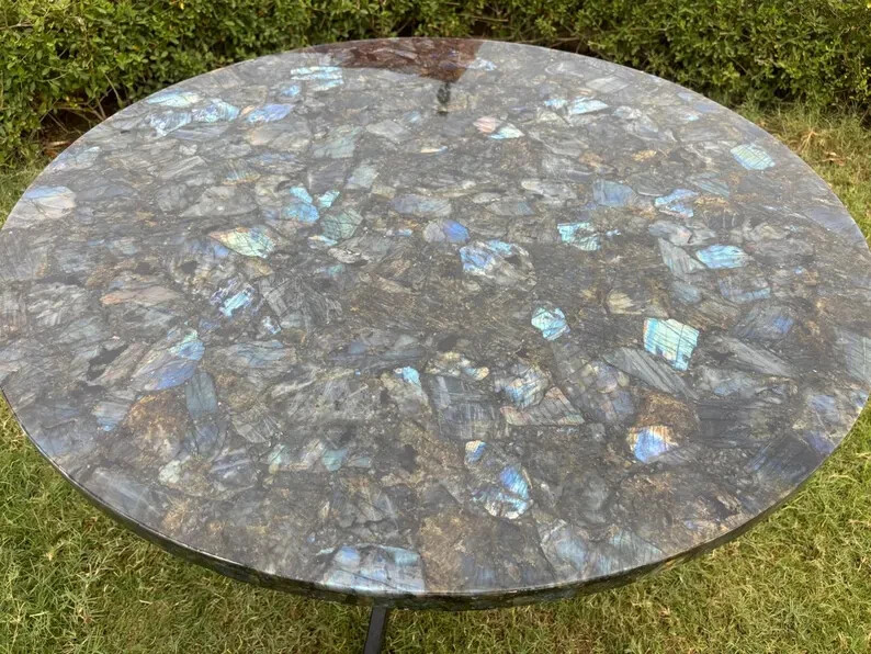 Labradorite Crystal Table Coffee & Side Table Top Home Decor, Gemstone Table