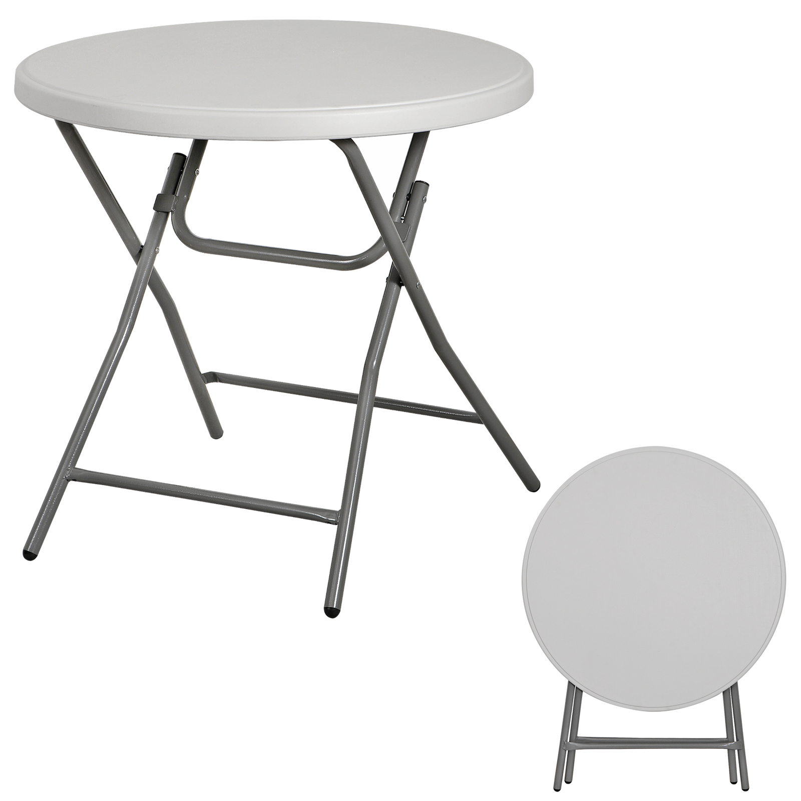 32″ Folding Table Round Plastic Cafe Dining Card Table In/Outdoor Party White