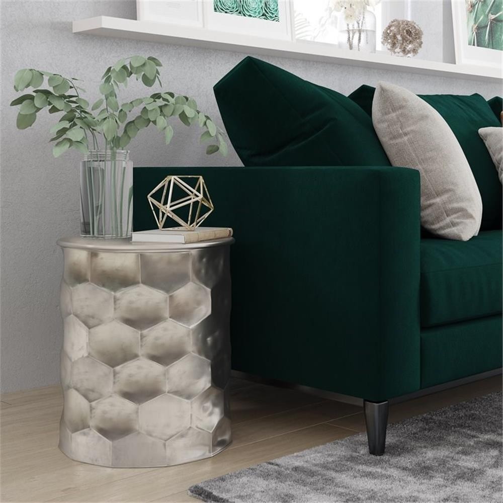 Simpli Home Whitney Industrial 17 ” Metal Storage Accent Side Table in Antiqu…