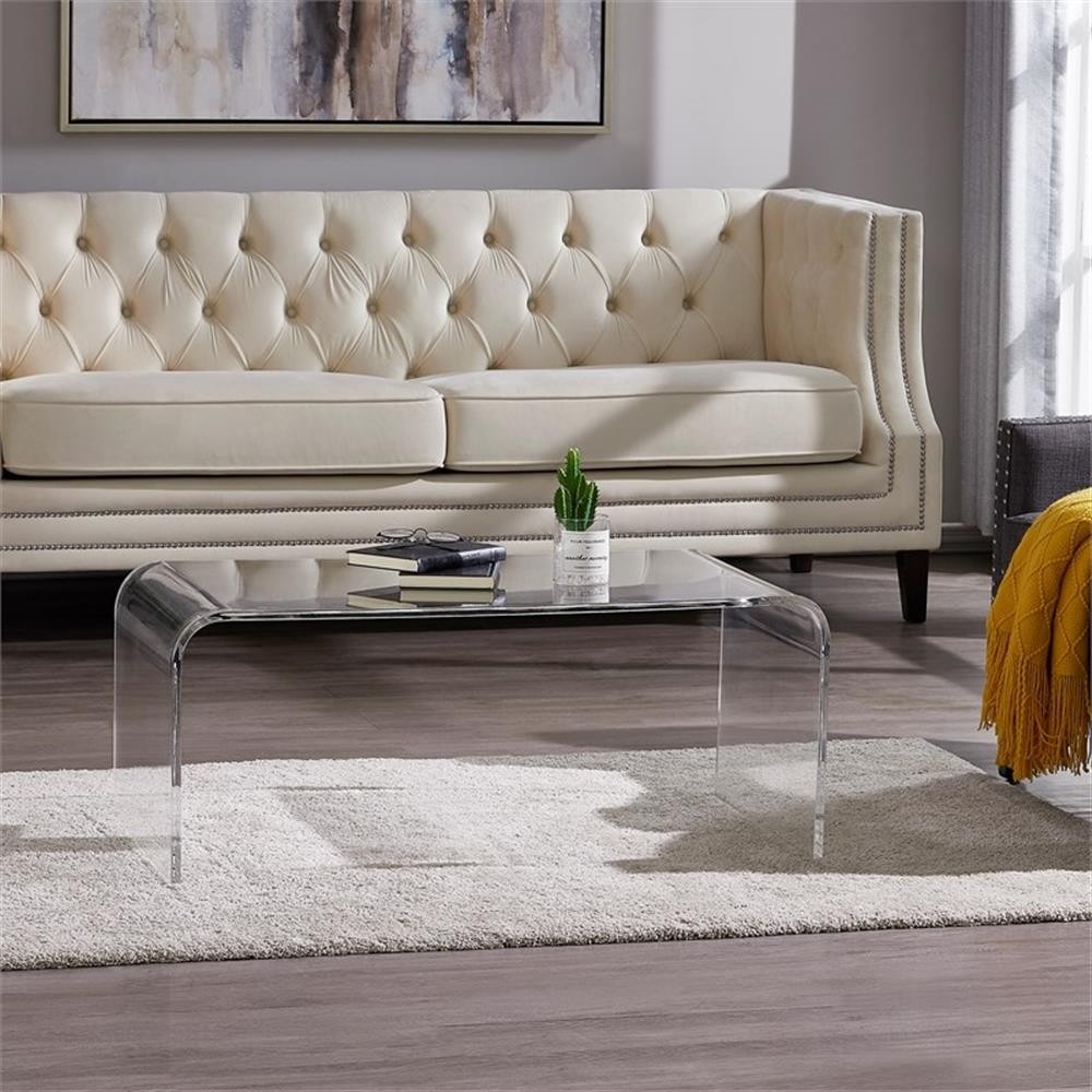 Modern Clear Acrylic Coffee Table (16” H X 39” L X 16” )