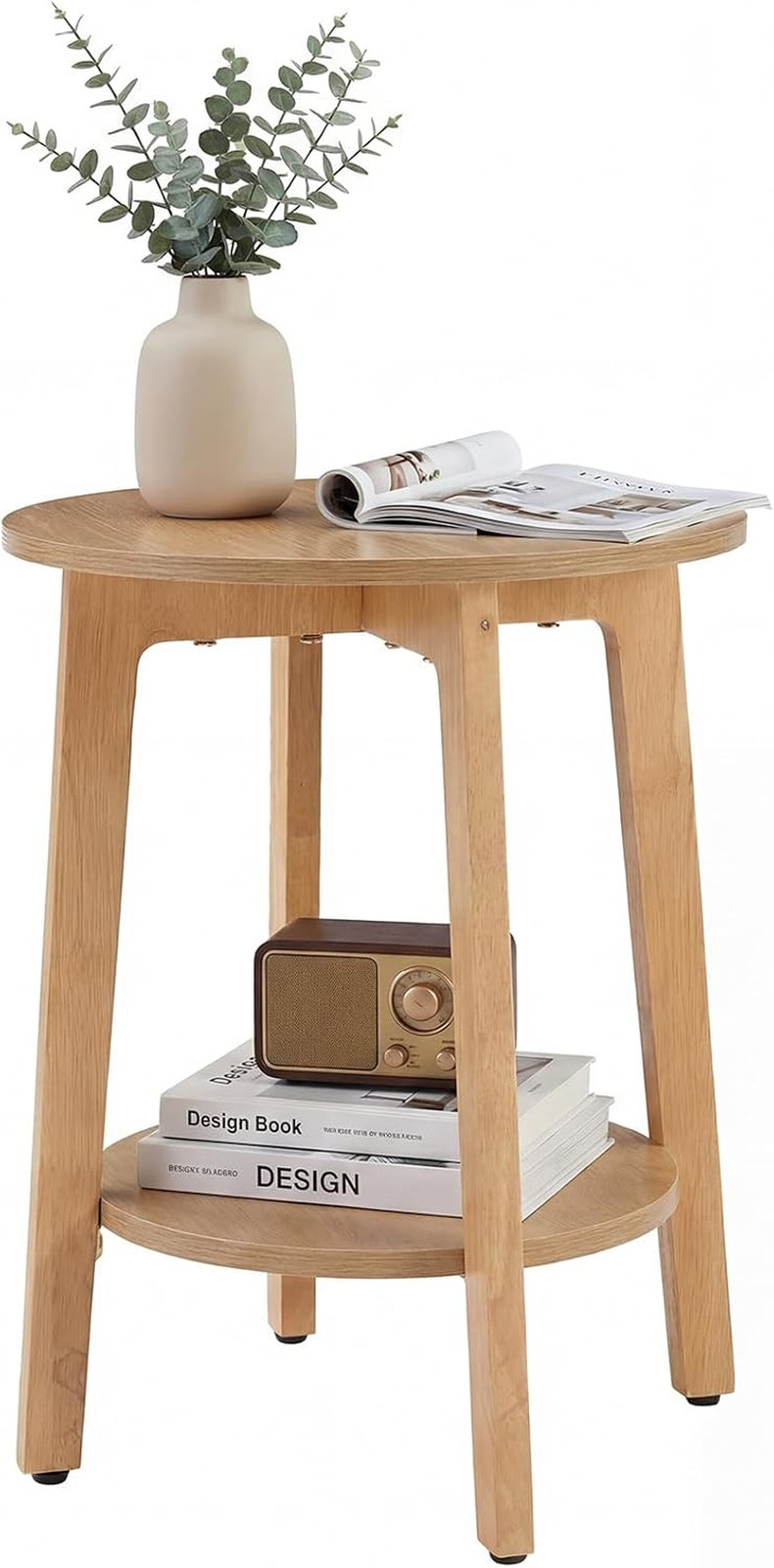Bedside End Table for Small Spaces, 2-Tier Boho Accent Side Table with Storage S