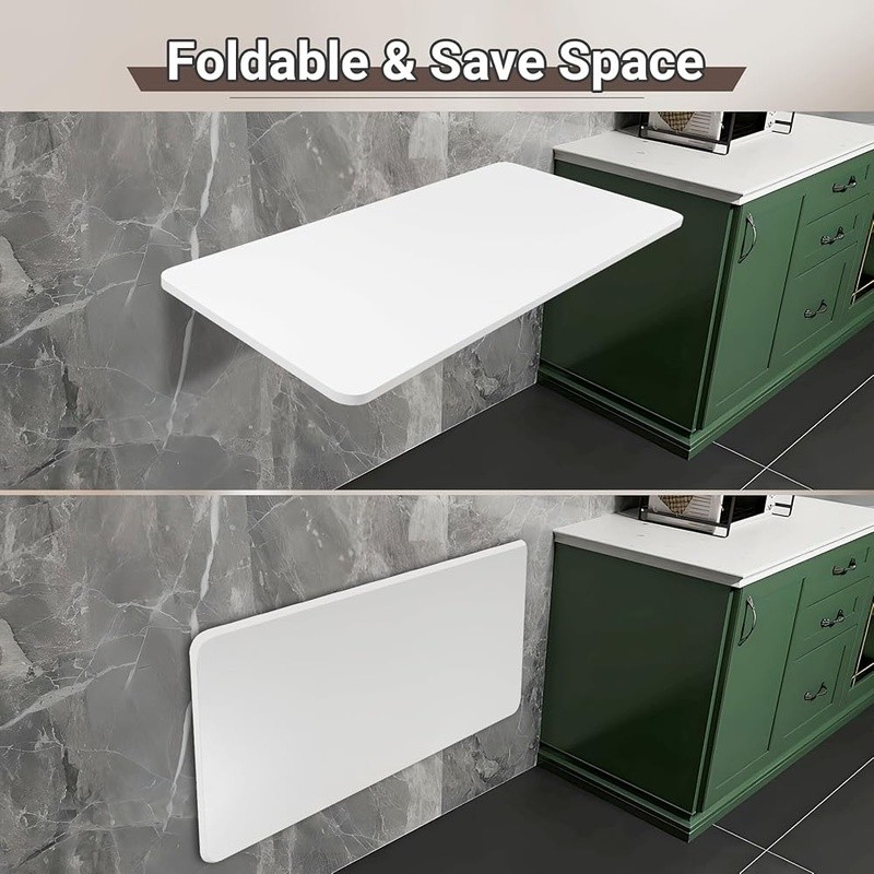 Wall Mounted Folding Table Space Saving Easy Assembly Sturdy Workbench New
