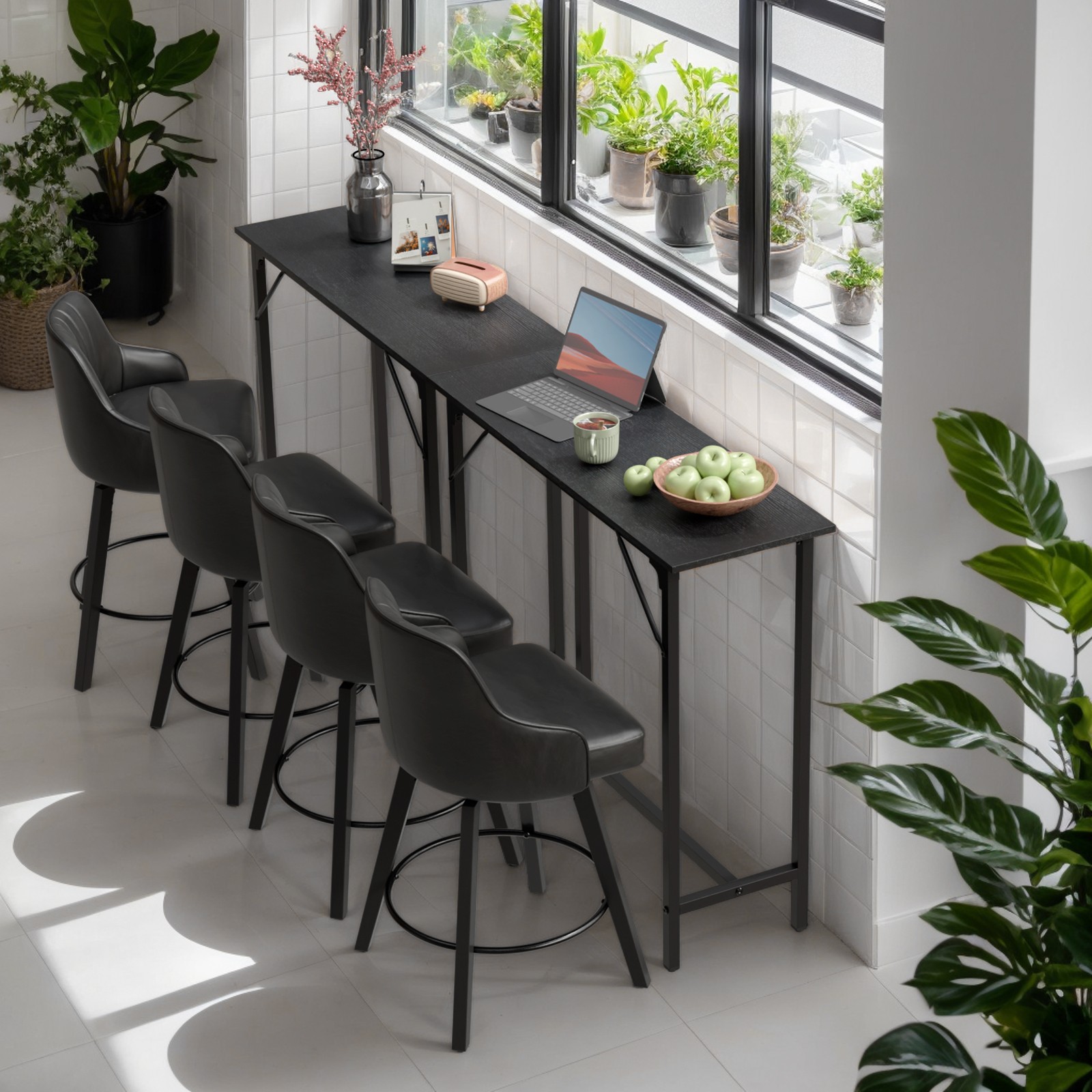 Durable MDF Top & Metal Frame, Ideal for Kitchen/Bar Counte