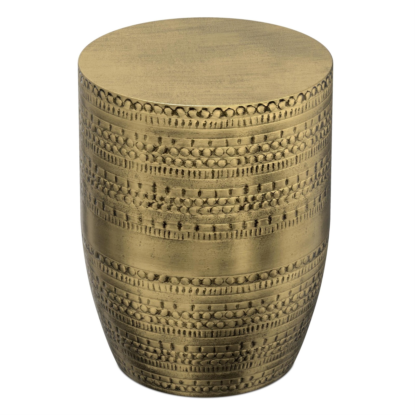 Simpli Home Johnsen Boho 15 ” Metal Large Accent Side Table in Antique Gold