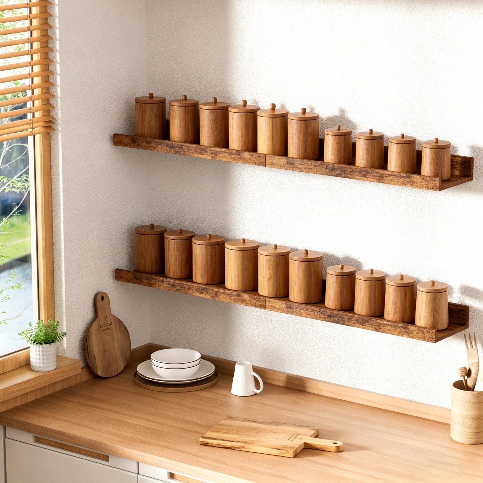upsimples Floating Shelves for Wall, Wall Decor 15.7in, Brown