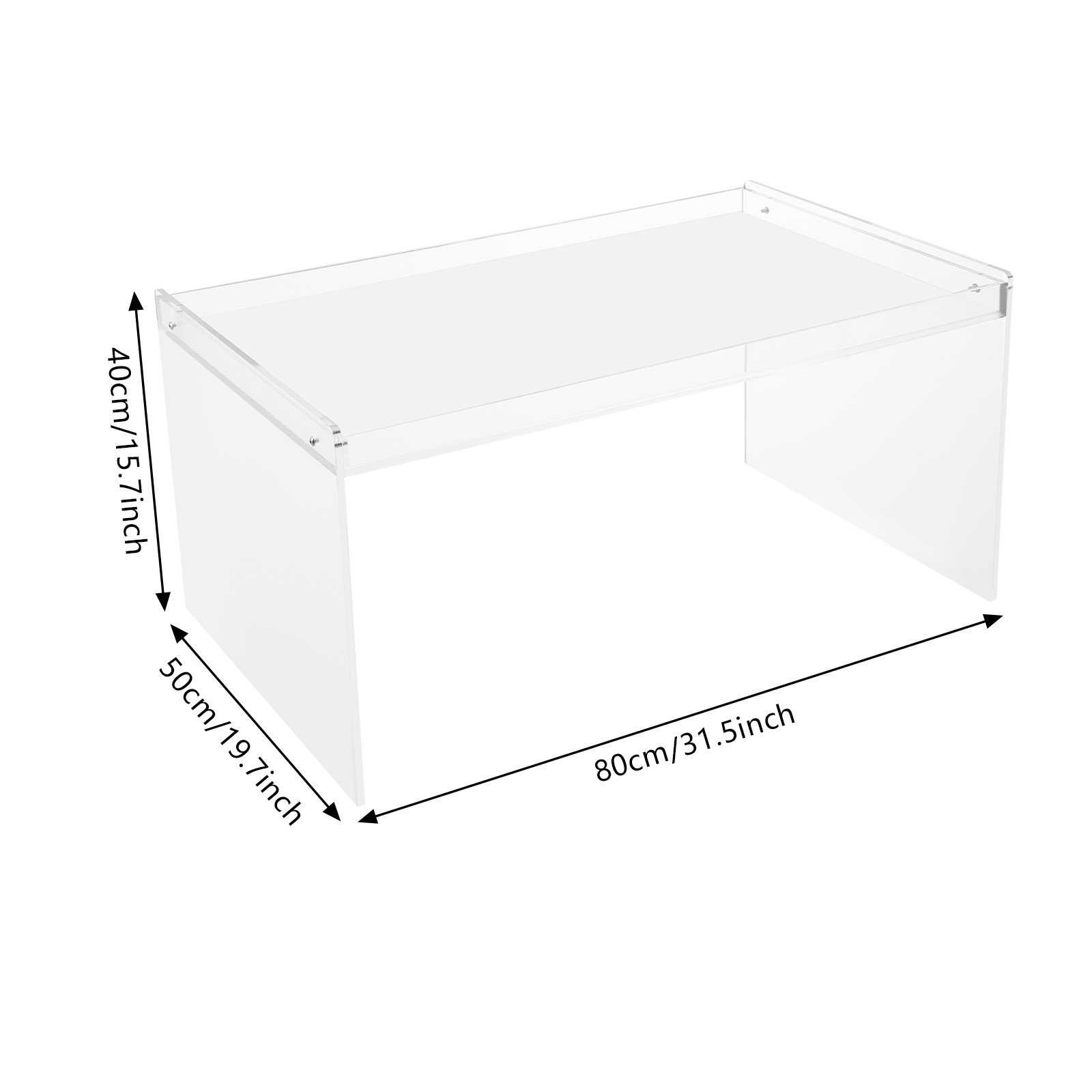 31.5*19.7*15.7in Modern Clear Acrylic Rectangle Coffee Table for Living Room
