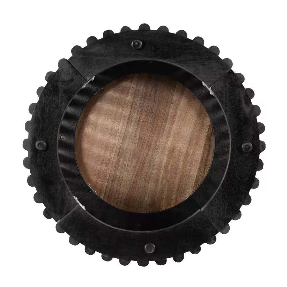 Bryce 17.5 In. Natural and Black round MDF End Table Side Table Solid Wood Base
