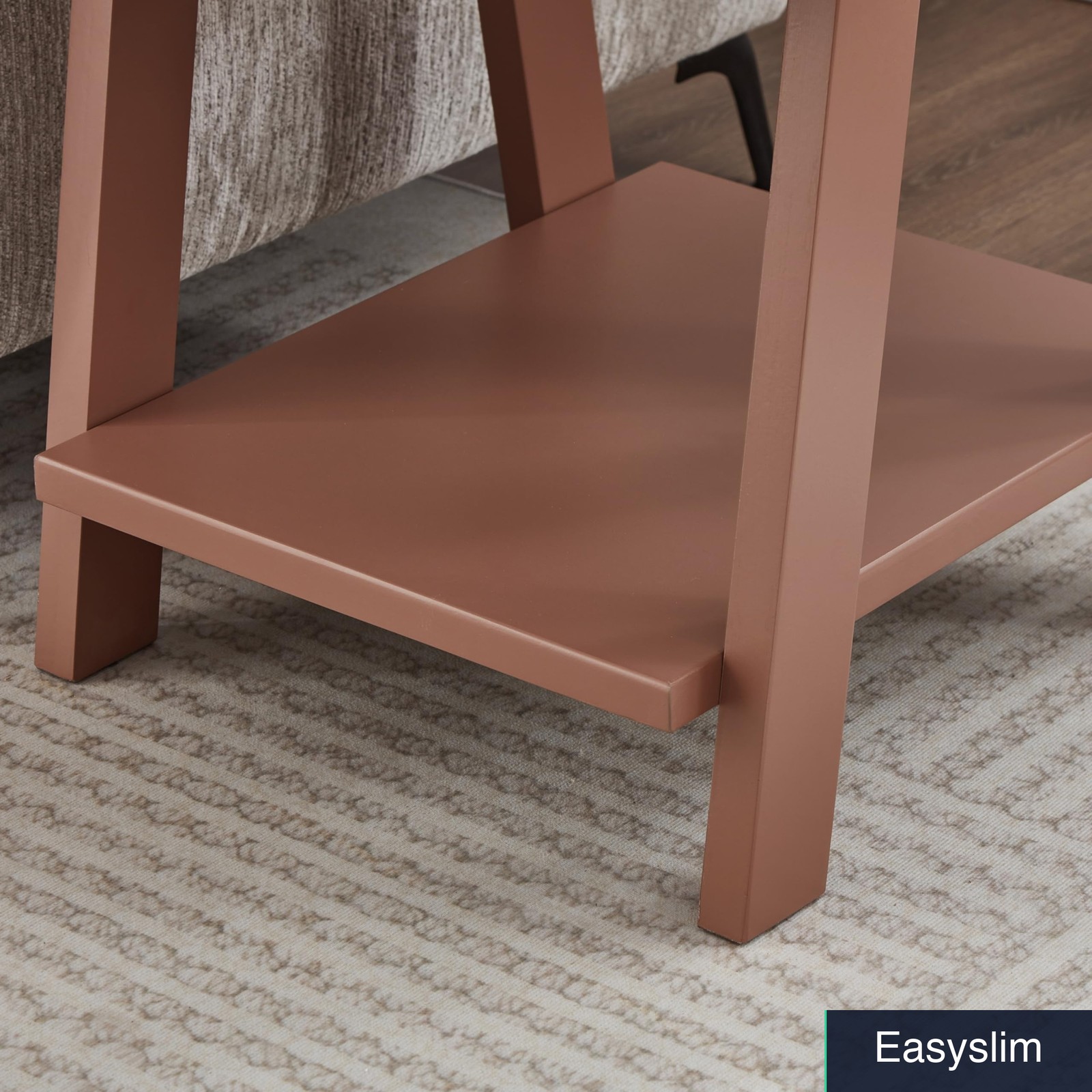 Red Contemporary Wood End Table with Under Shelf 24″W x 22″D x 23″H