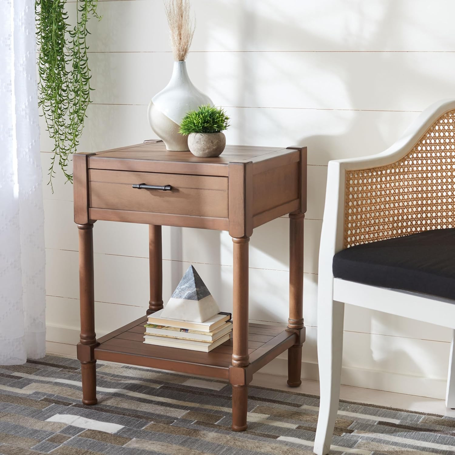 Filbert Brown 1-Drawer Accent Table with Bottom Shelf, 19″ W x 26″ H