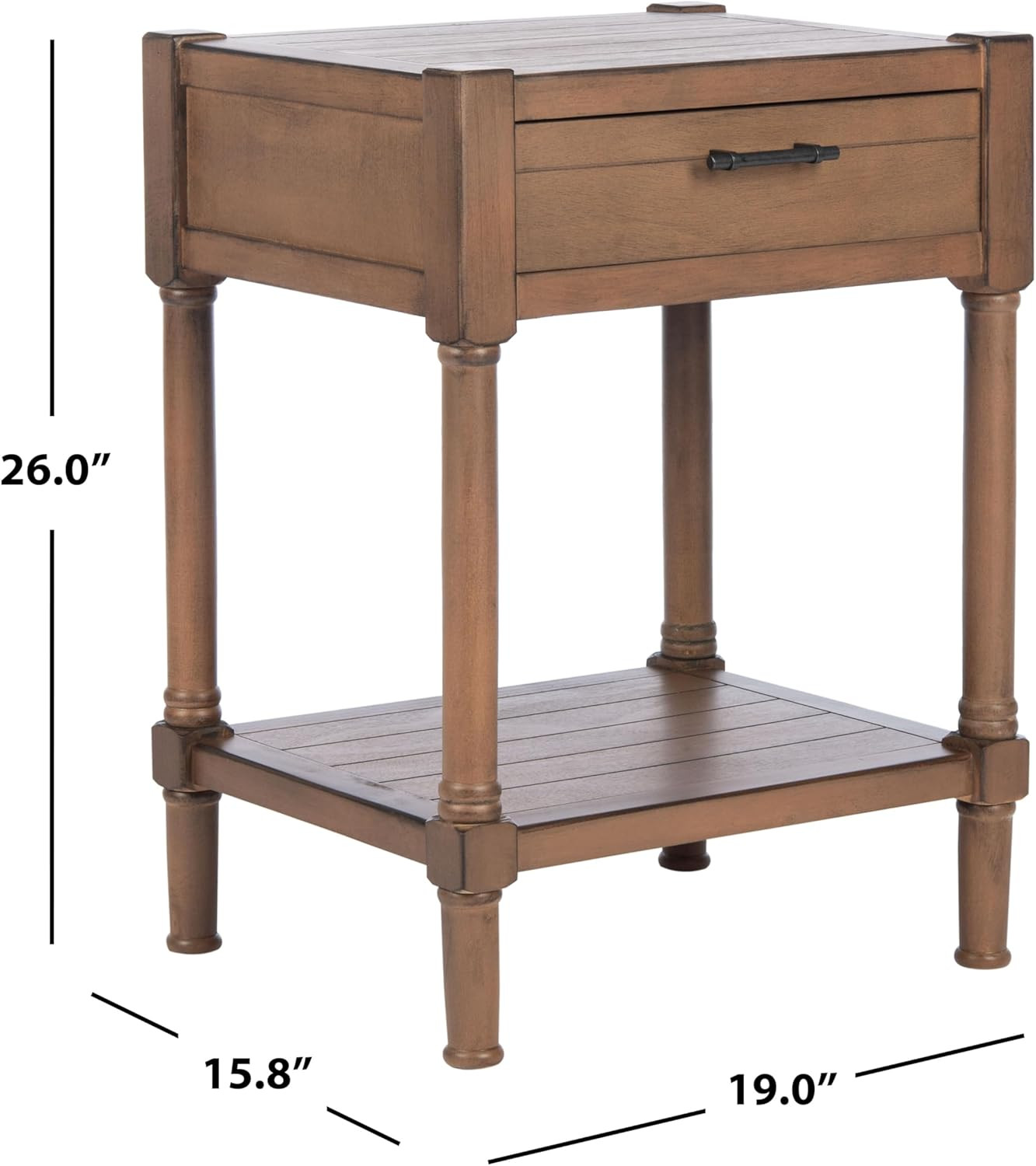 Filbert Brown 1-Drawer Accent Table with Bottom Shelf, 19″ W x 26″ H