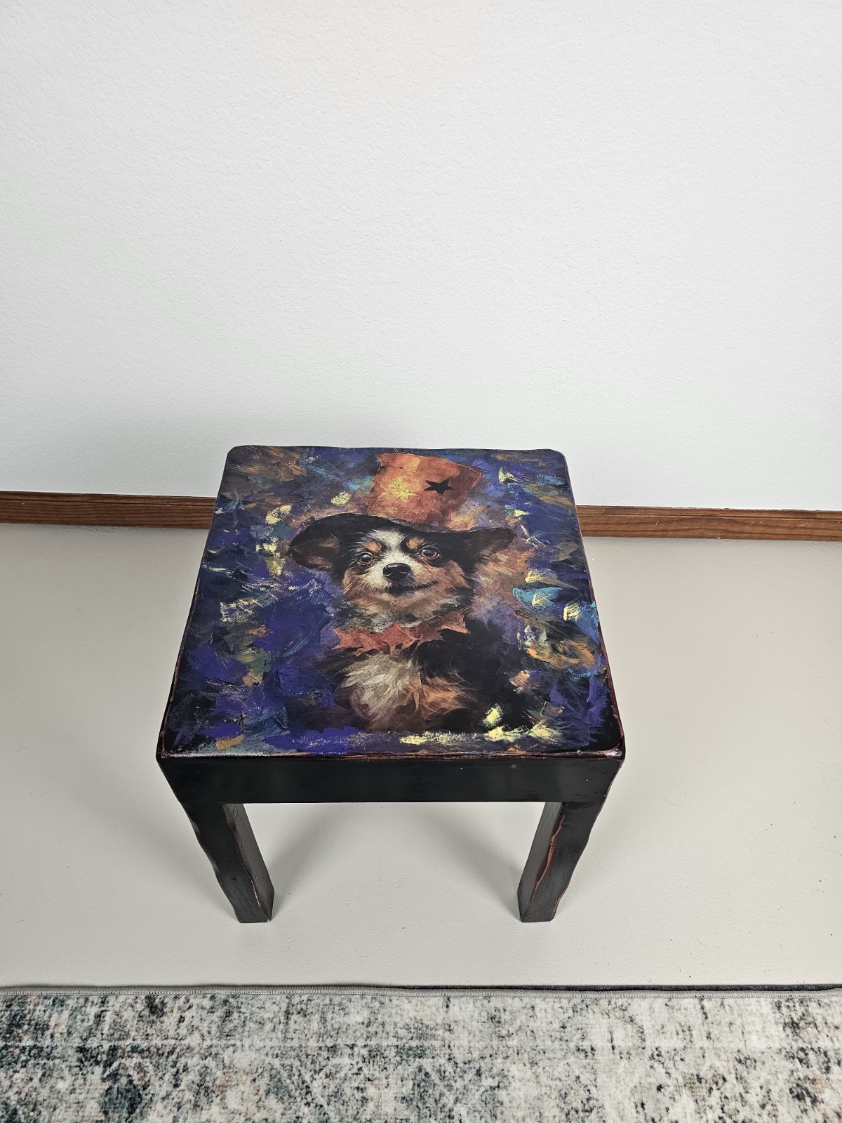 Original Mixed Media Halloween Chihuahua Table Hand Painted Accent Furniture