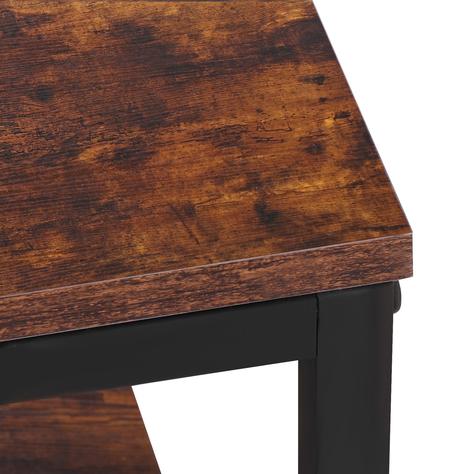 39″ Rectangular Coffee Table Industrial Wood Center Table w/ Storage Shelf Brown