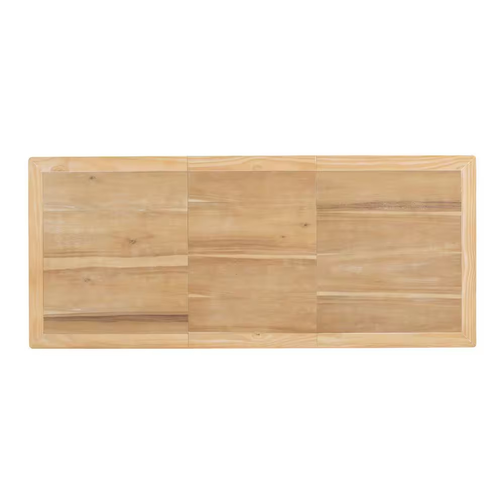 Natural Color Wood 82.7 In. 4-Legs Extendable Dining Table Seats 8 with 23.6 In.