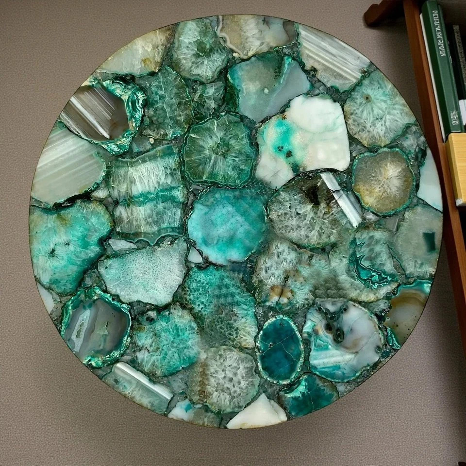 18″ Customized Green Agate Indoor Table Green Agate Coffee Table Furniture Decor