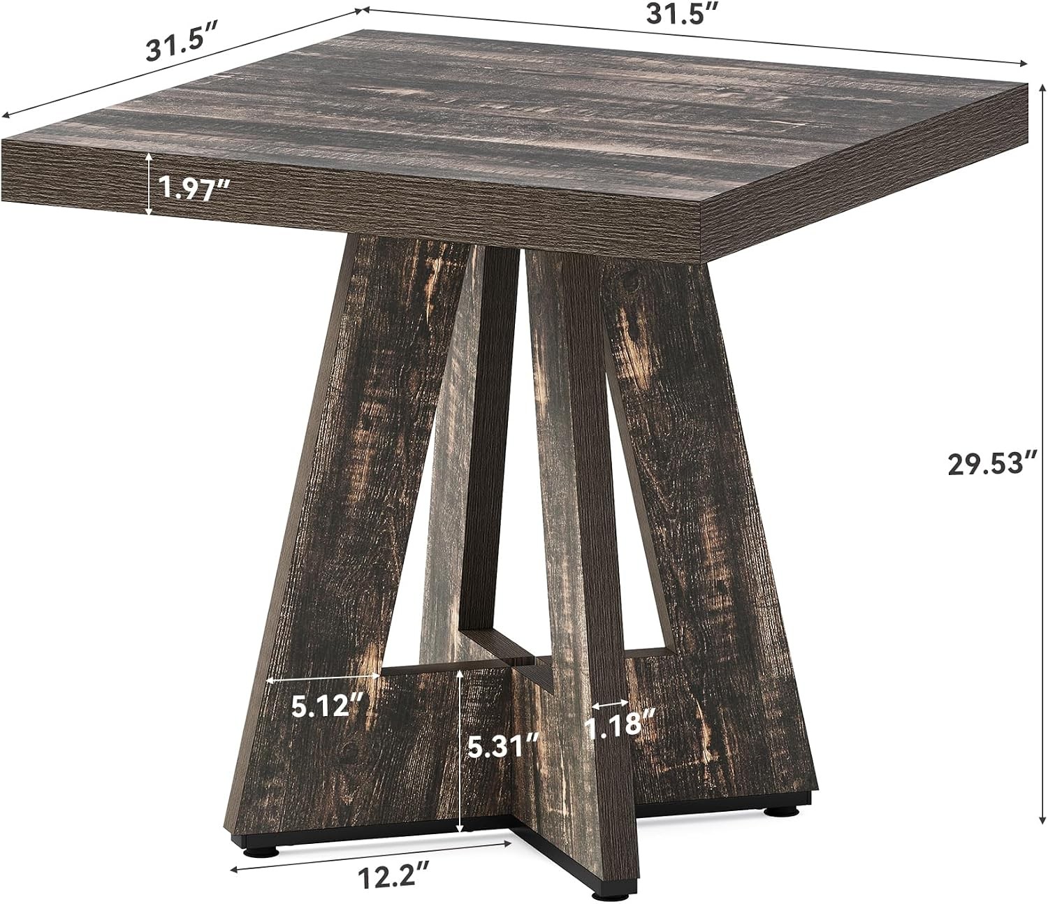 31.5″ Square Dining Table Small Modern Wooden Kitchen Dinner Table for 4 People