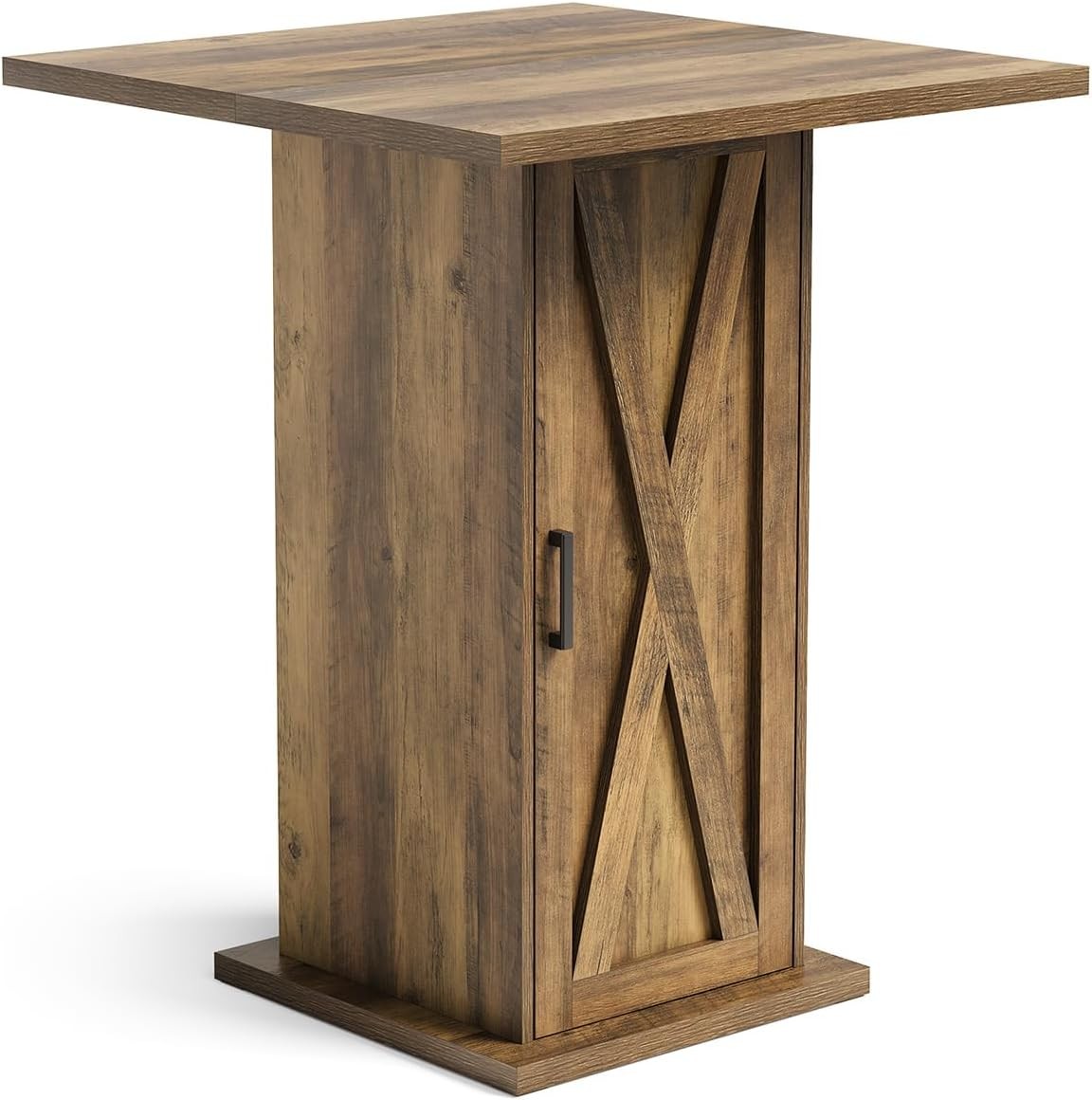 Square Bar Table with Storage, 39.4″H Industrial Square High Top Pub Table