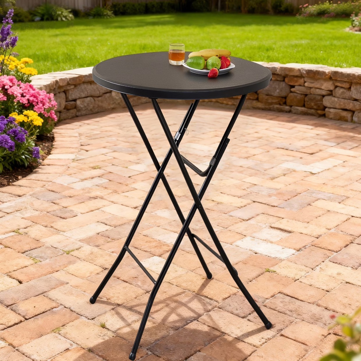 Mainstays 31″ Round High-Top Cocktail Folding Table, Black