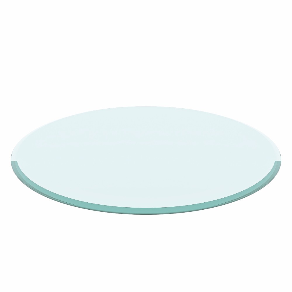 32″ Round Tempered Glass Top, 1/2″ Thick, Clear Beveled Polished Edge