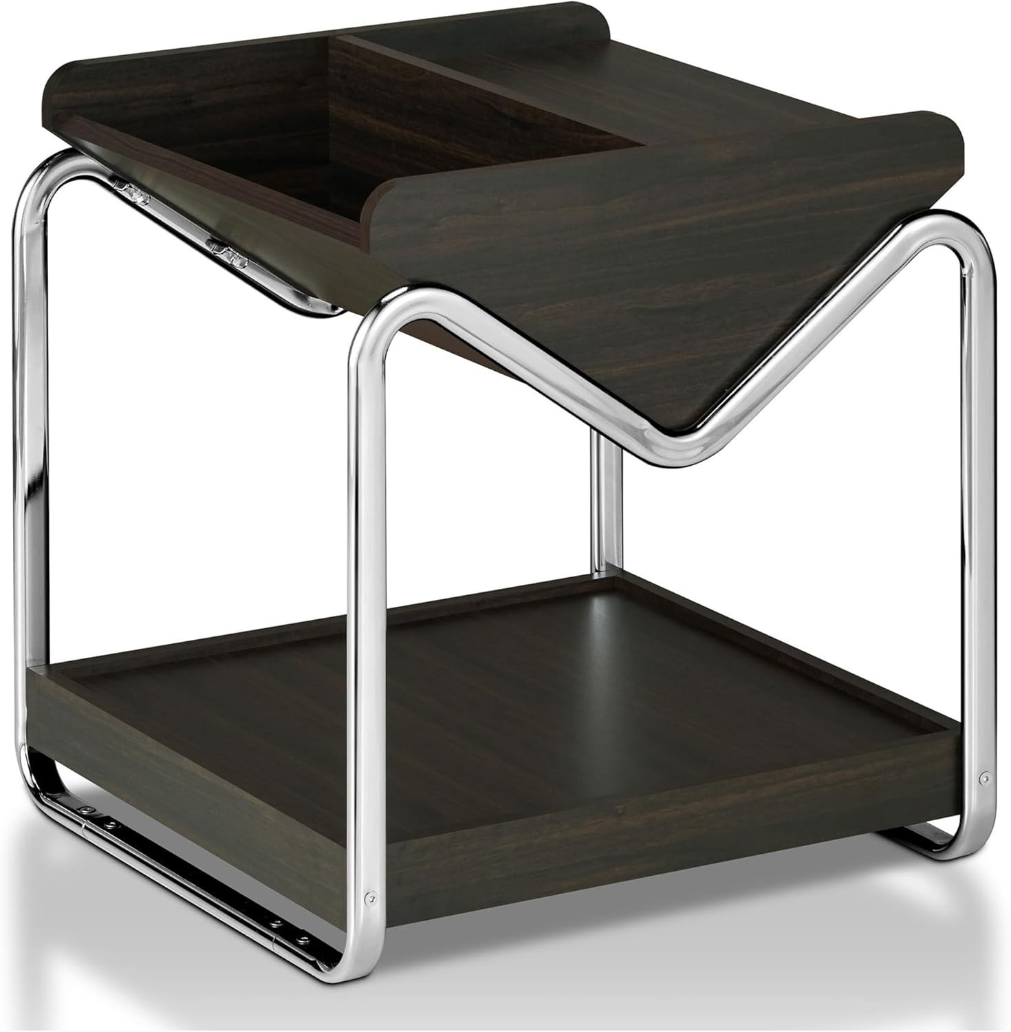 Nolan Glam 22″ End Table with Open Shelf in Wenge Brown for Any Room