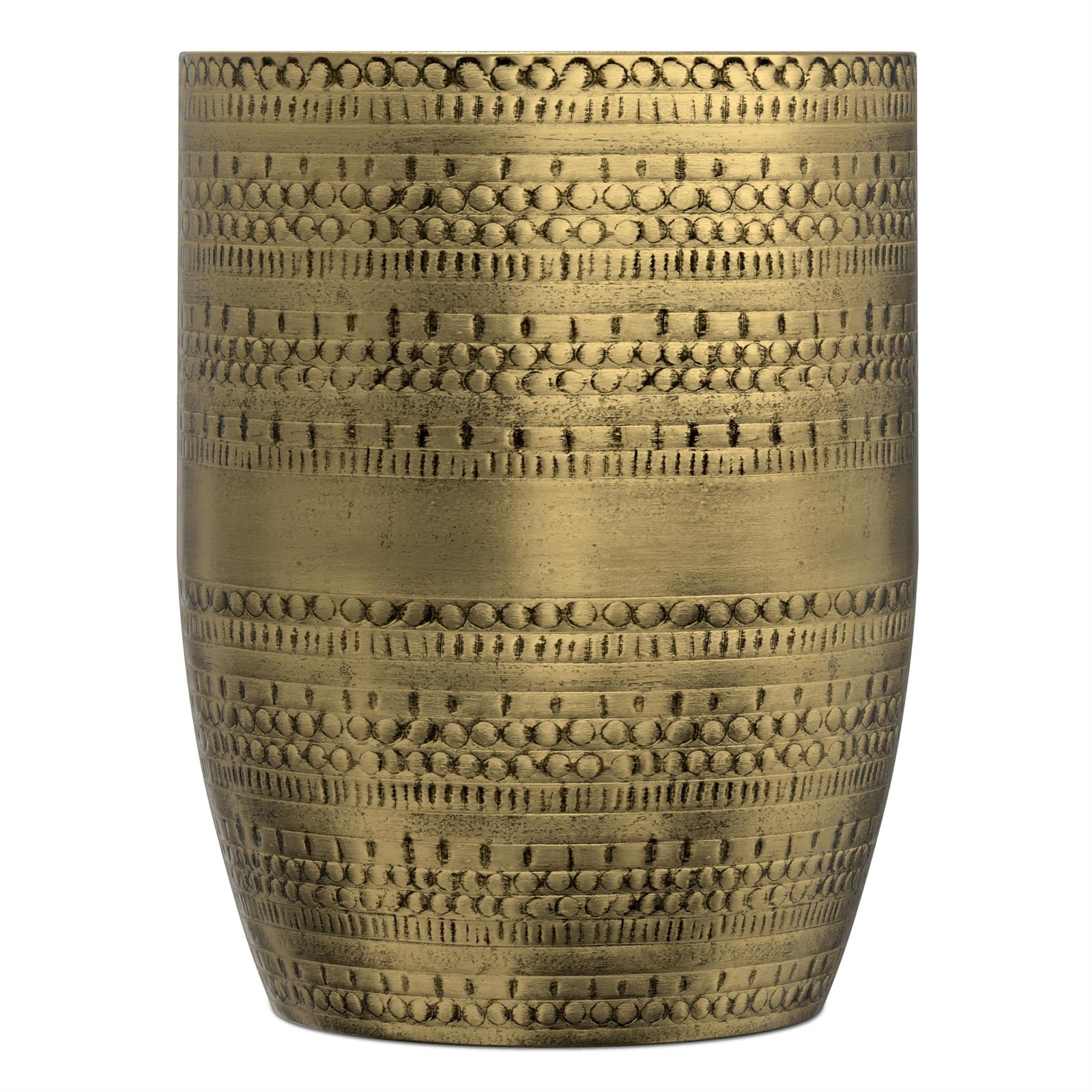 Simpli Home Johnsen Boho 15 ” Metal Large Accent Side Table in Antique Gold