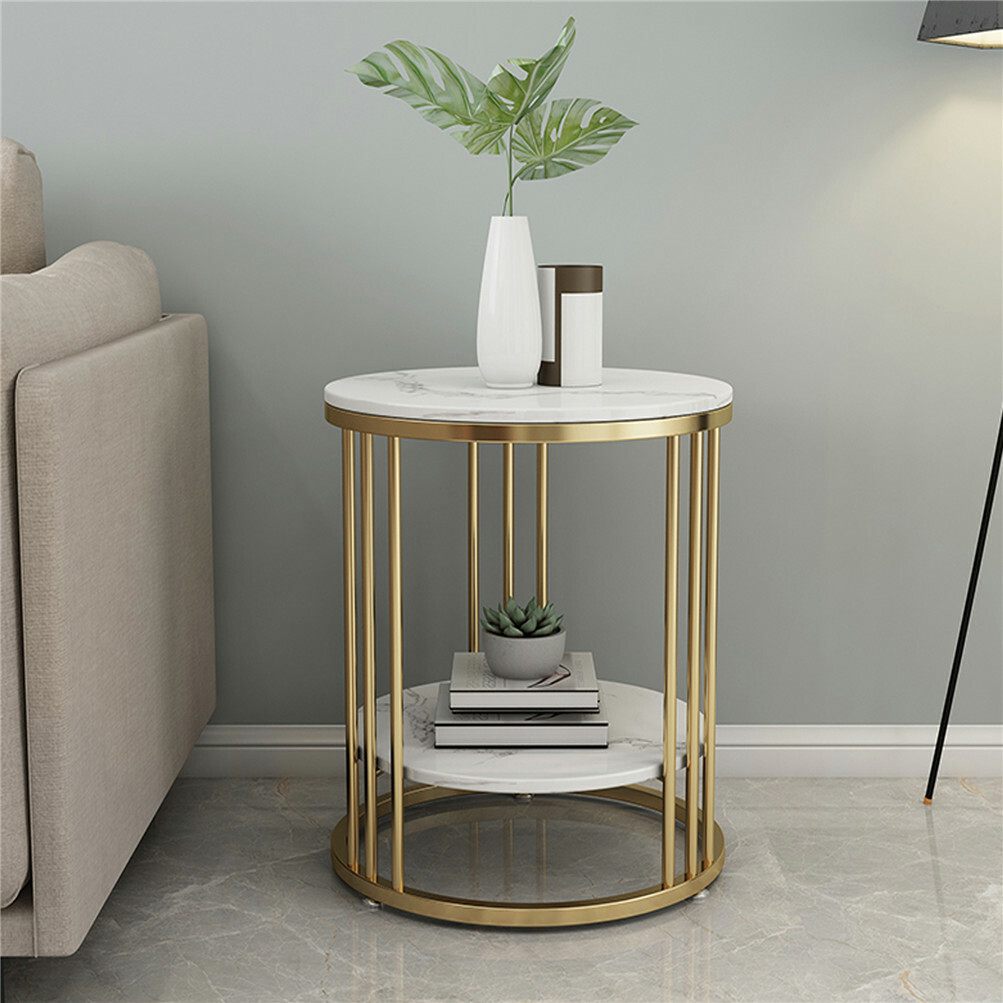 Coffee Nesting Table Round Side End Accent Table White Marble Top Home Furniture